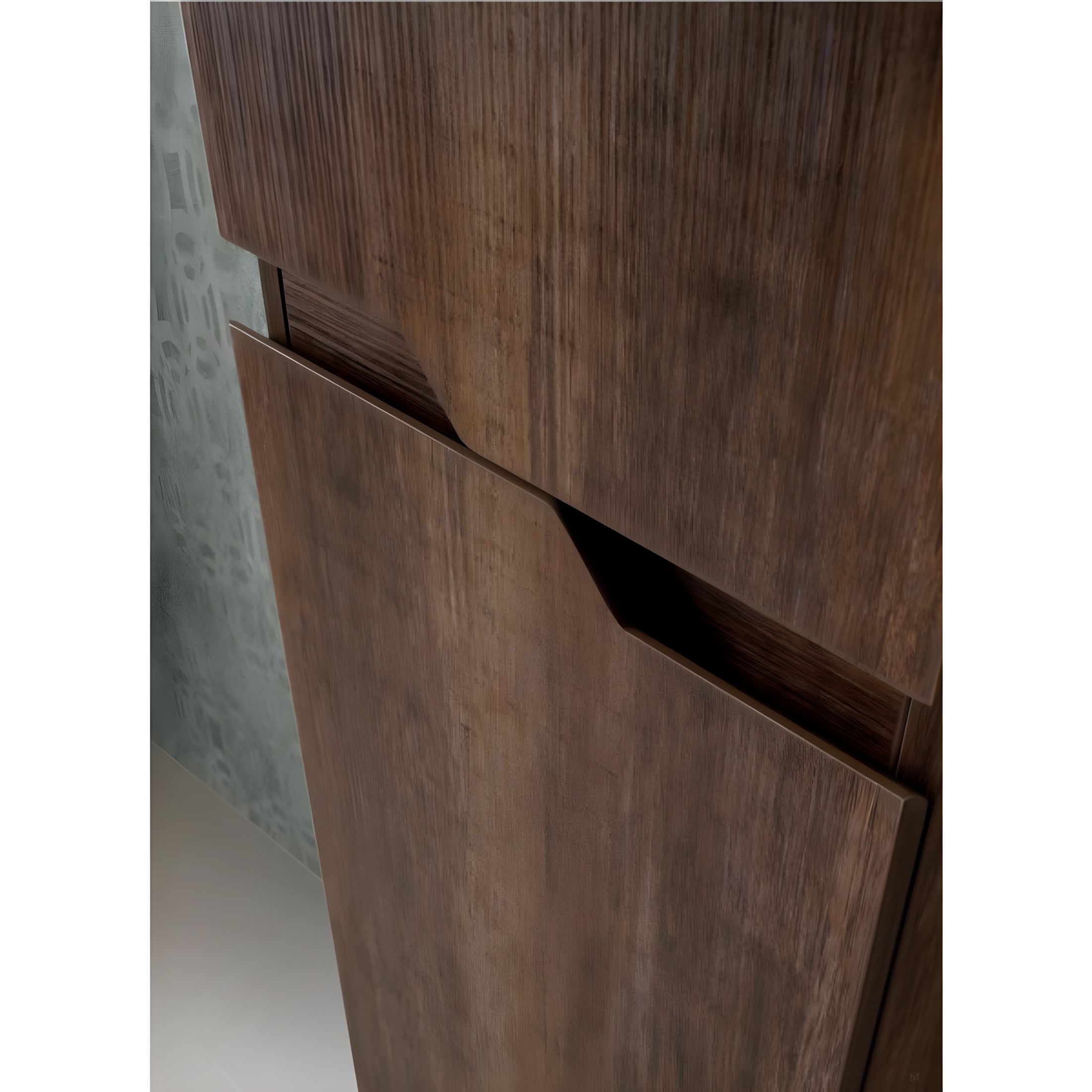 "Cuba" suspended bathroom cabinet with 2 drawers, 80 cm, with mirror column and TEK washbasin