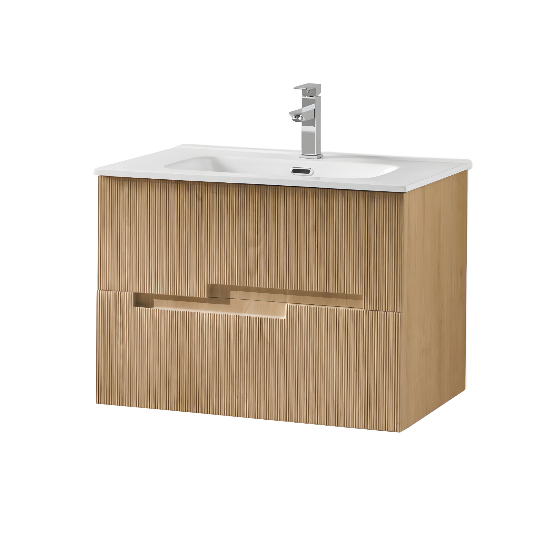 "Tayla" wall-hung bathroom cabinet with 2 drawers, LED mirror and sink