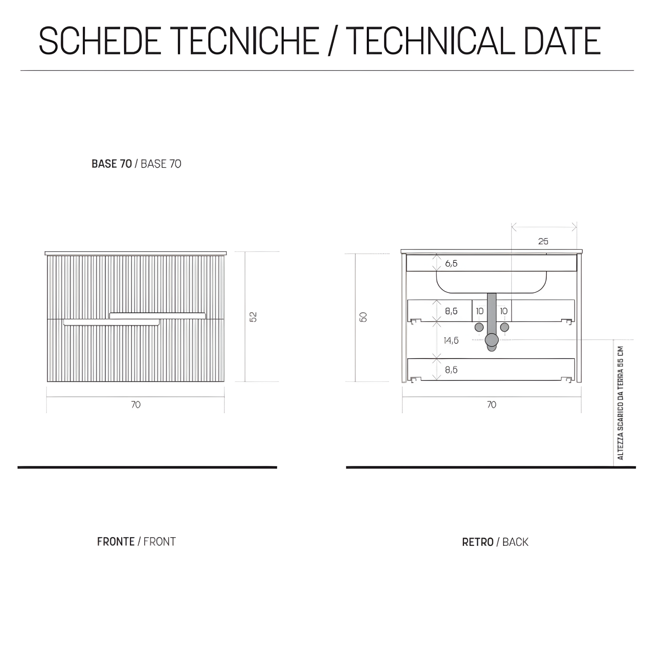 "Tayla" wall-hung bathroom cabinet with 2 drawers, LED mirror and sink
