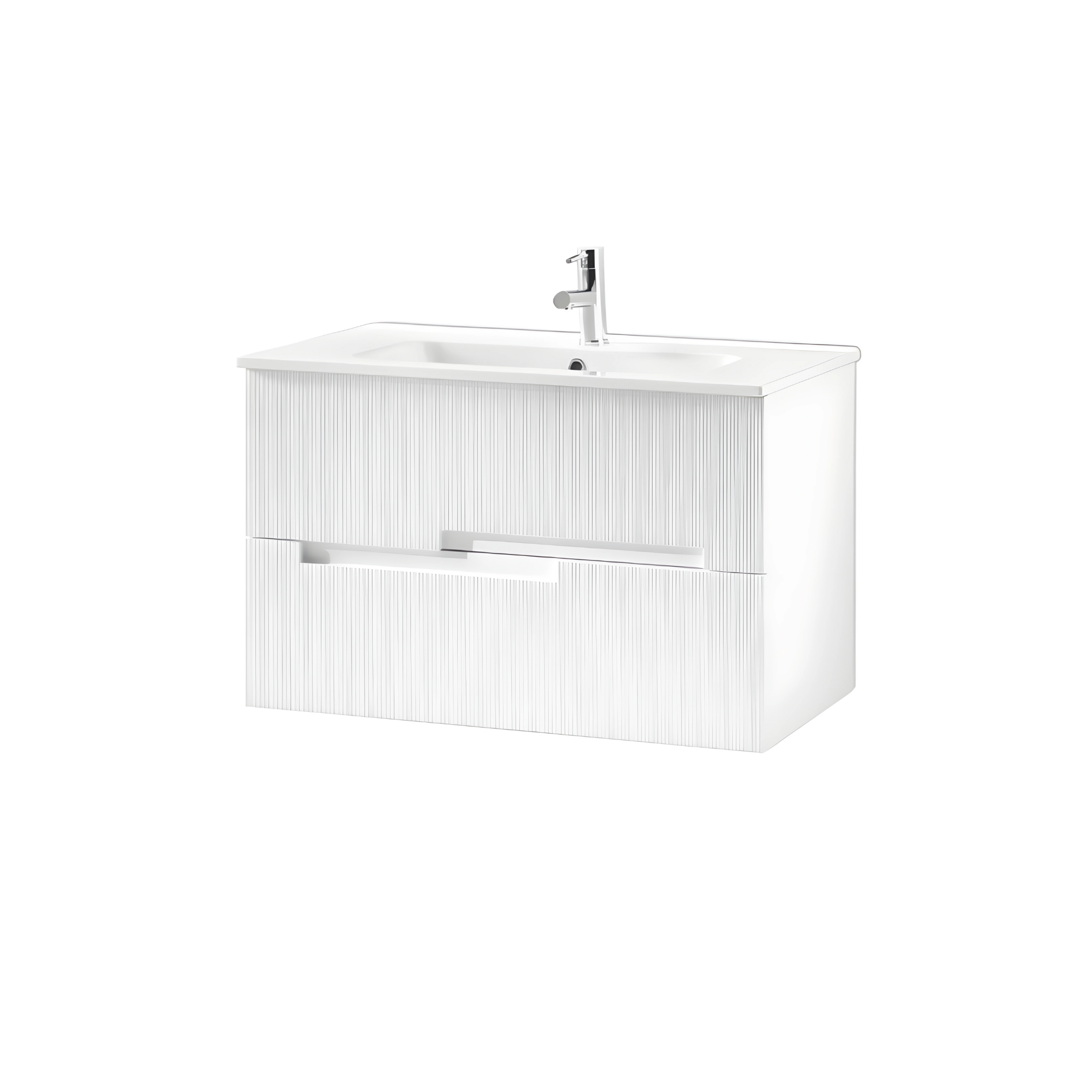 Modern 2-drawer wooden bathroom cabinet "Cloud80" with sink and LED mirror