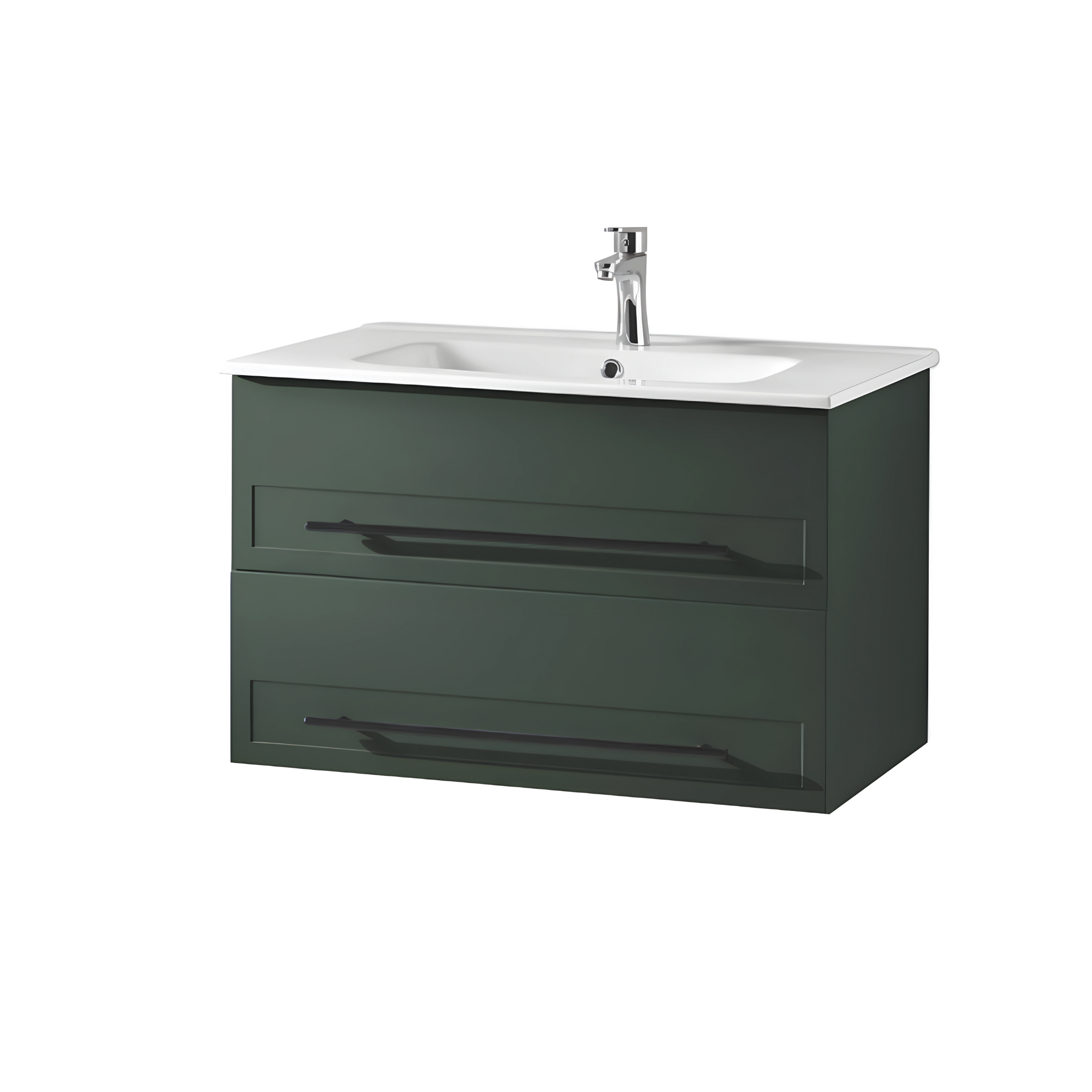"Sierra80" modern wall-hung bathroom cabinet with 2 sink drawers and LED mirror