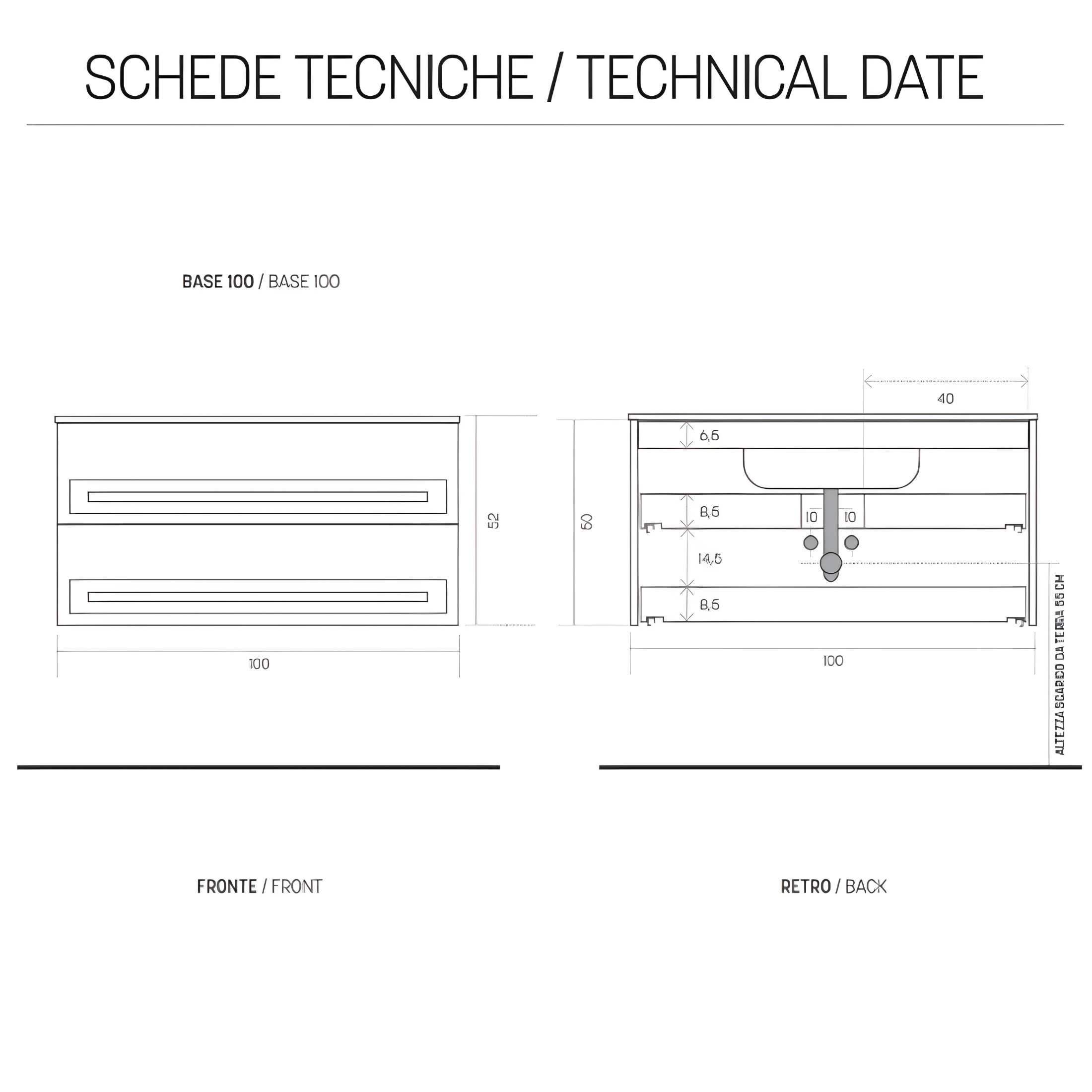 "Denim100" 2-drawer wooden bathroom cabinet with sink and LED mirror