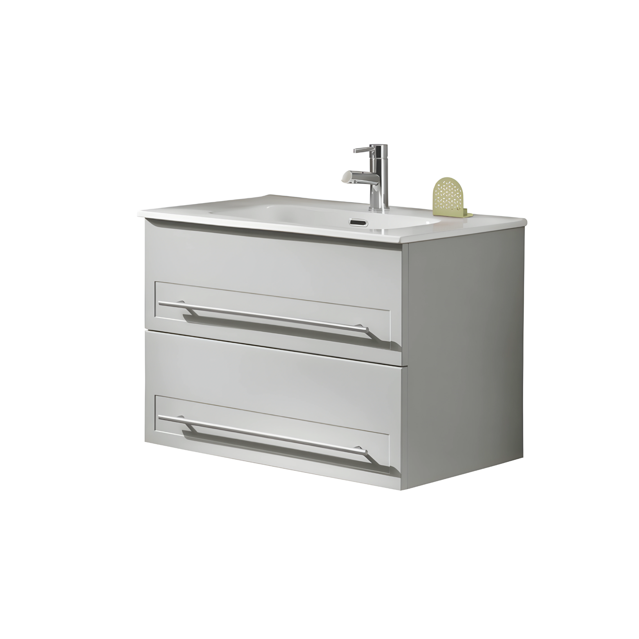 "Benedict" modern wall-hung bathroom cabinet with 2 drawers, sink and LED mirror