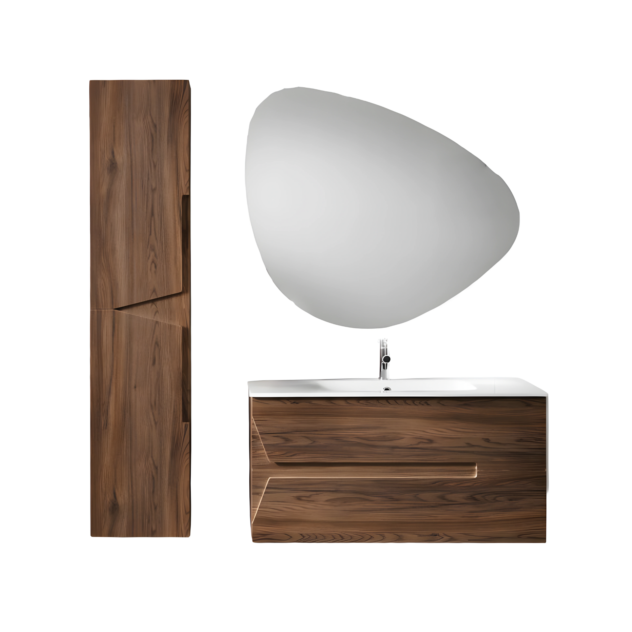 "Empire" wall-hung bathroom cabinet with 2 drawers, 1 washbasin column and LED mirror