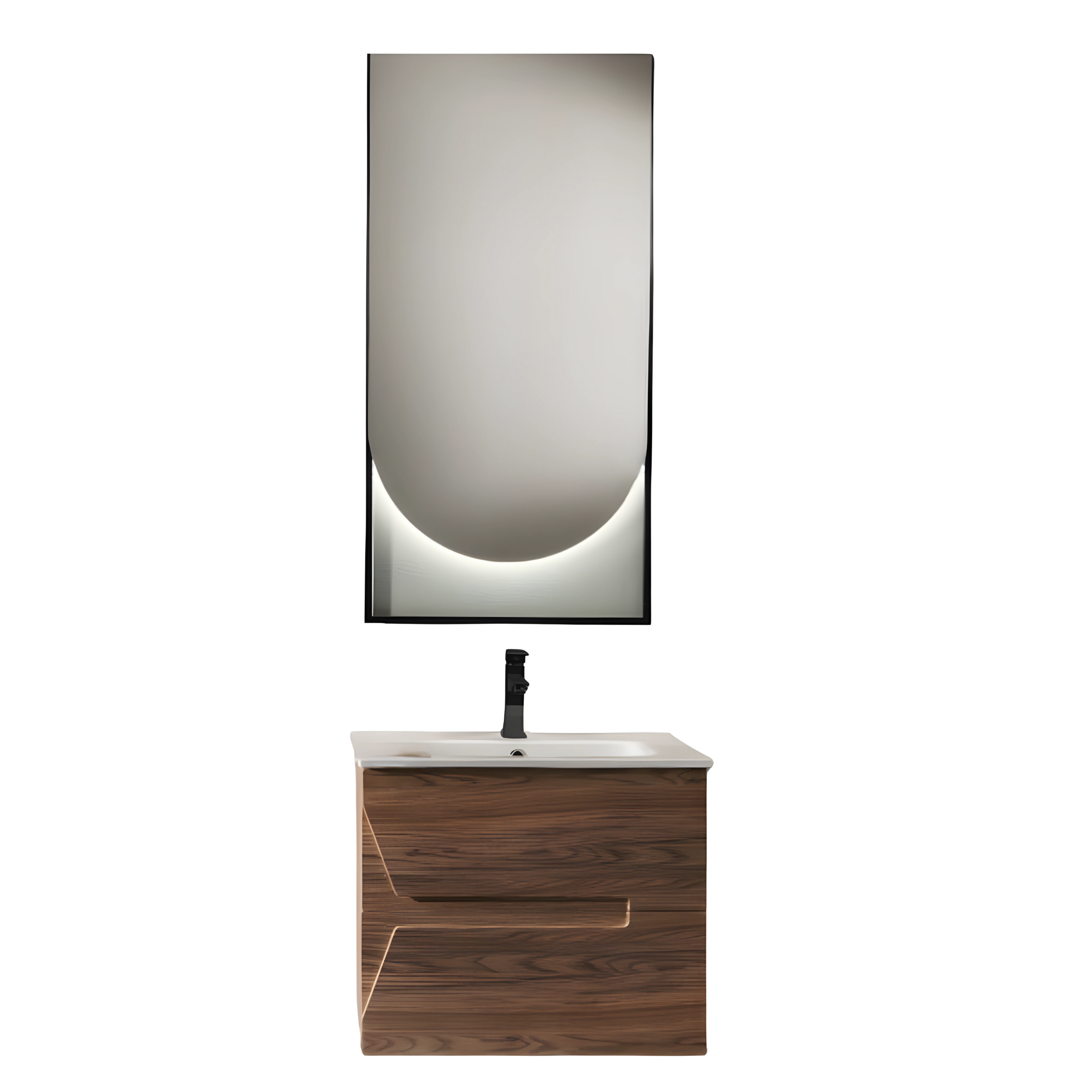 "Tamigi" suspended bathroom cabinet with 2 drawers, sink and LED mirror