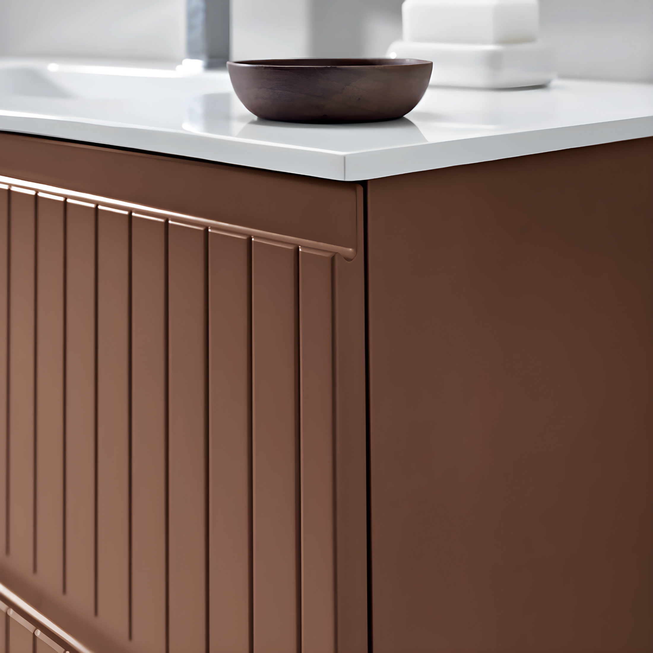 Mobile da bagno sospeso moderno "Planet120" con 2 cassetti lavabo e specchio Led