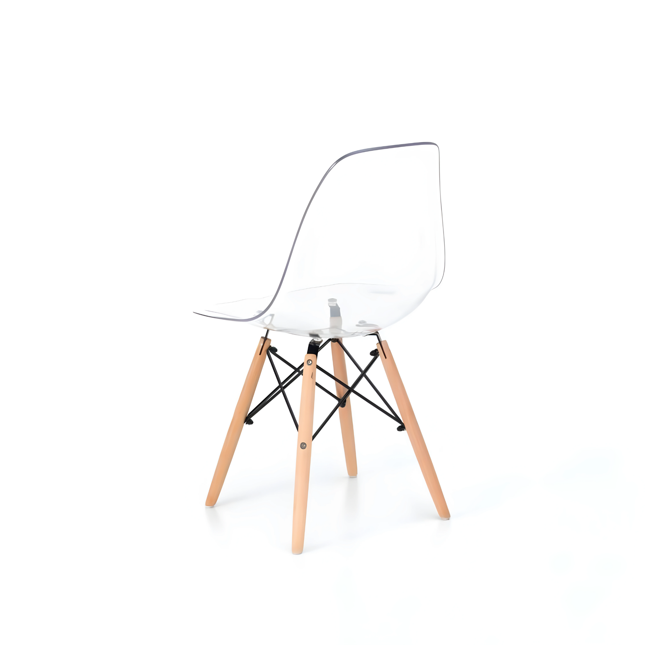Set of modern transparent "Elysia" chairs in polycarbonate with wooden legs