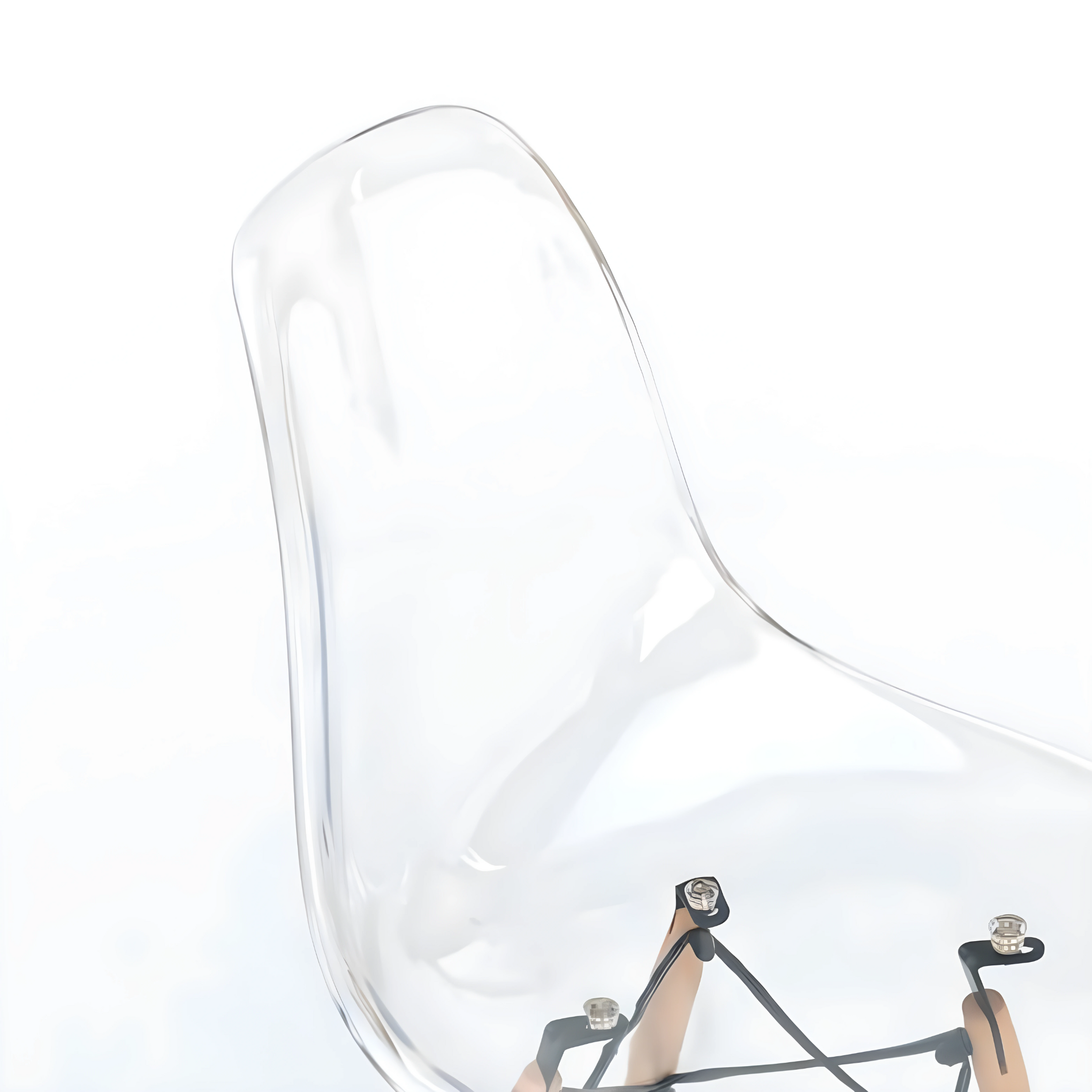 Set of modern transparent "Elysia" chairs in polycarbonate with wooden legs