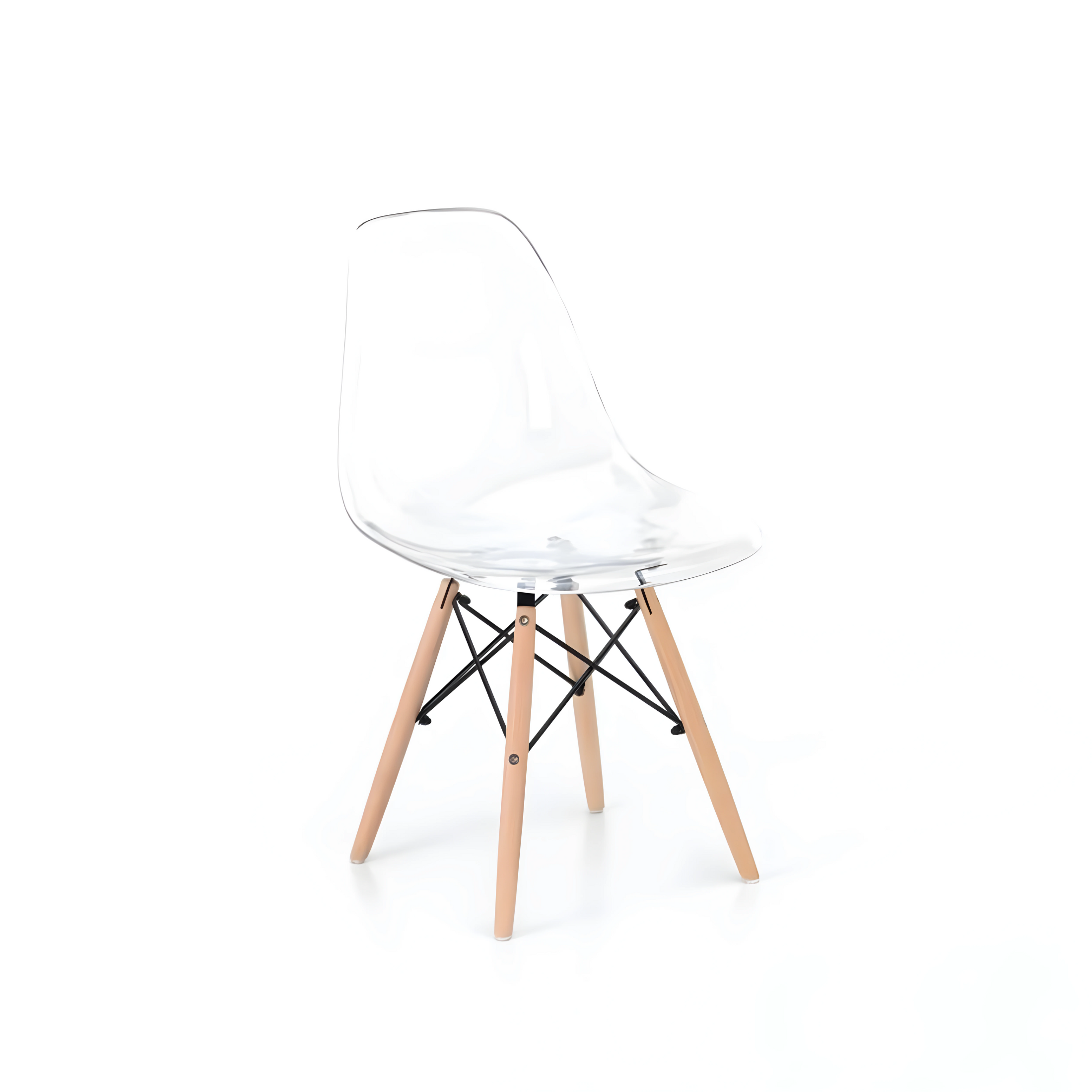 Set of modern transparent "Elysia" chairs in polycarbonate with wooden legs