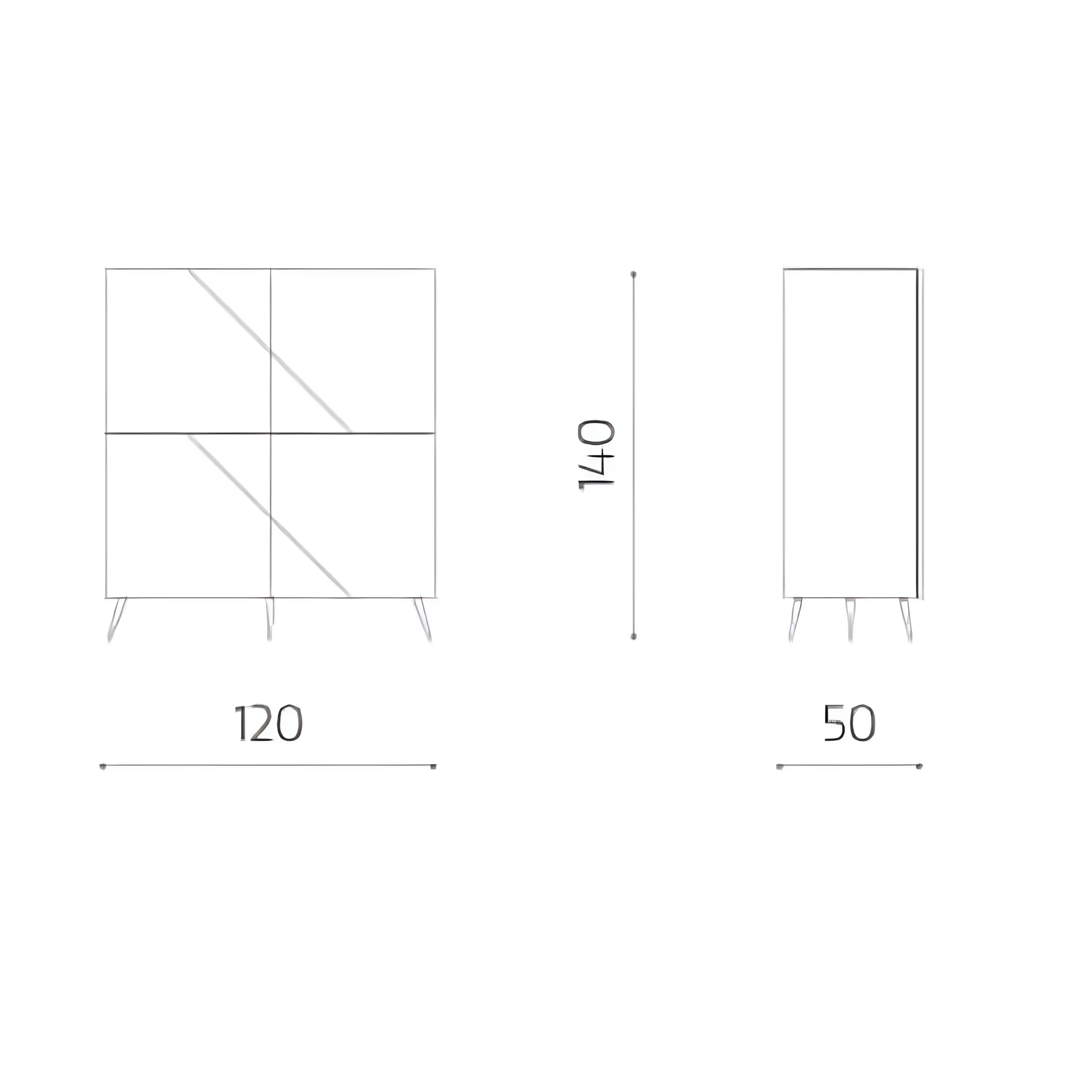 4-door sideboard with "Mirrors" mirror, already assembled, 120x50 cm, h140 cm