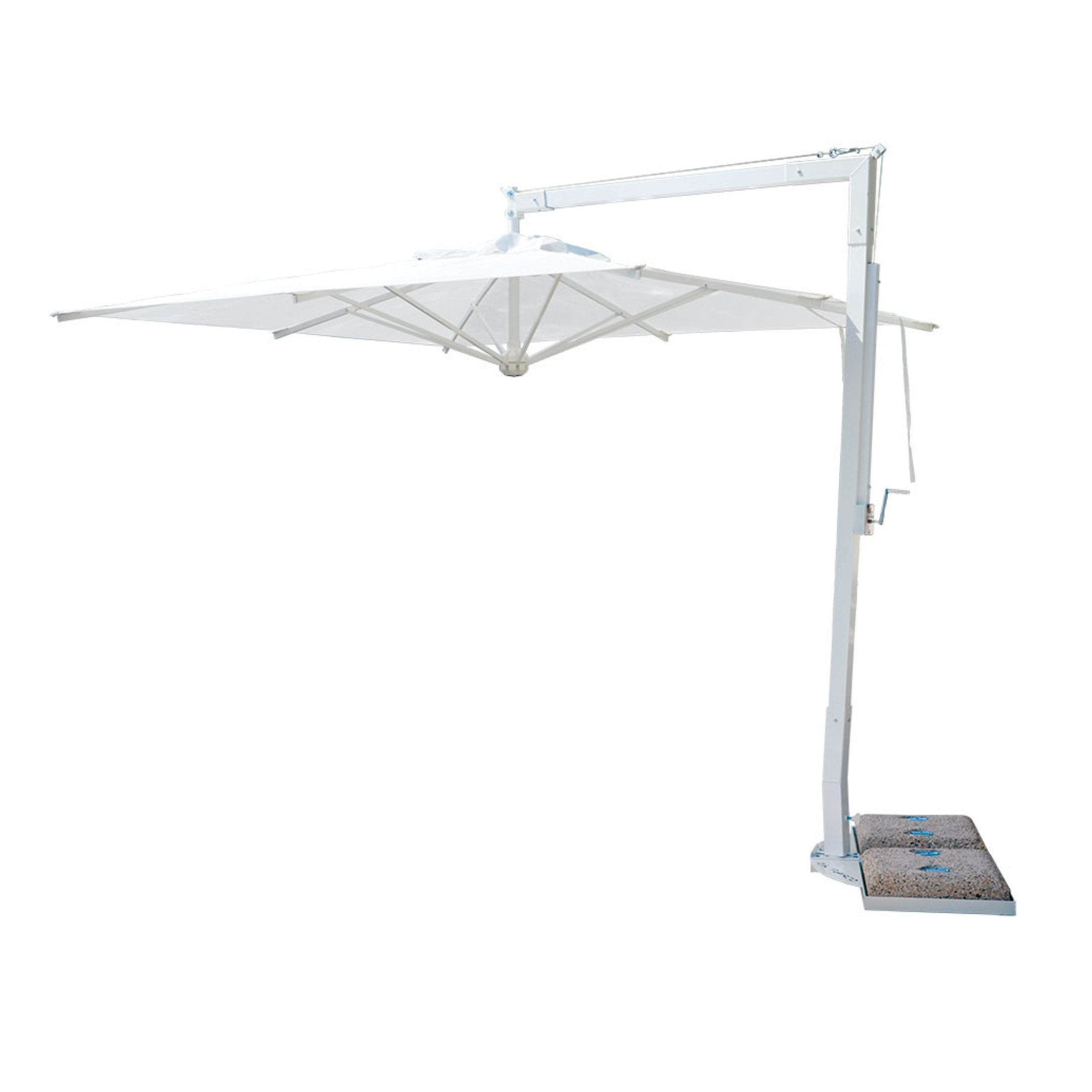 Modern white garden umbrella "Diffusion Classic" fixed and rotating side pole