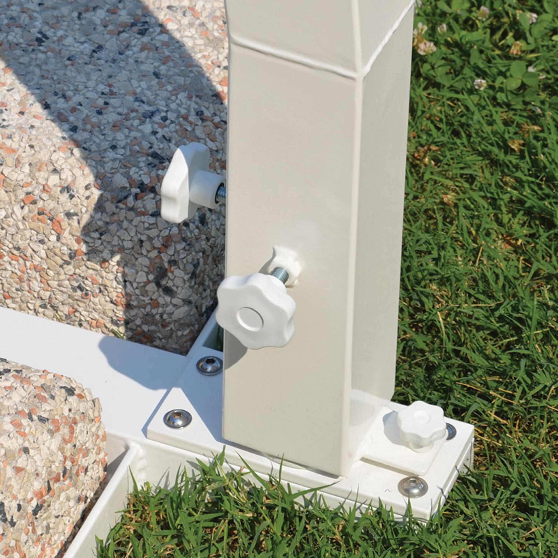 Modern white garden umbrella "Diffusion Classic" fixed and rotating side pole