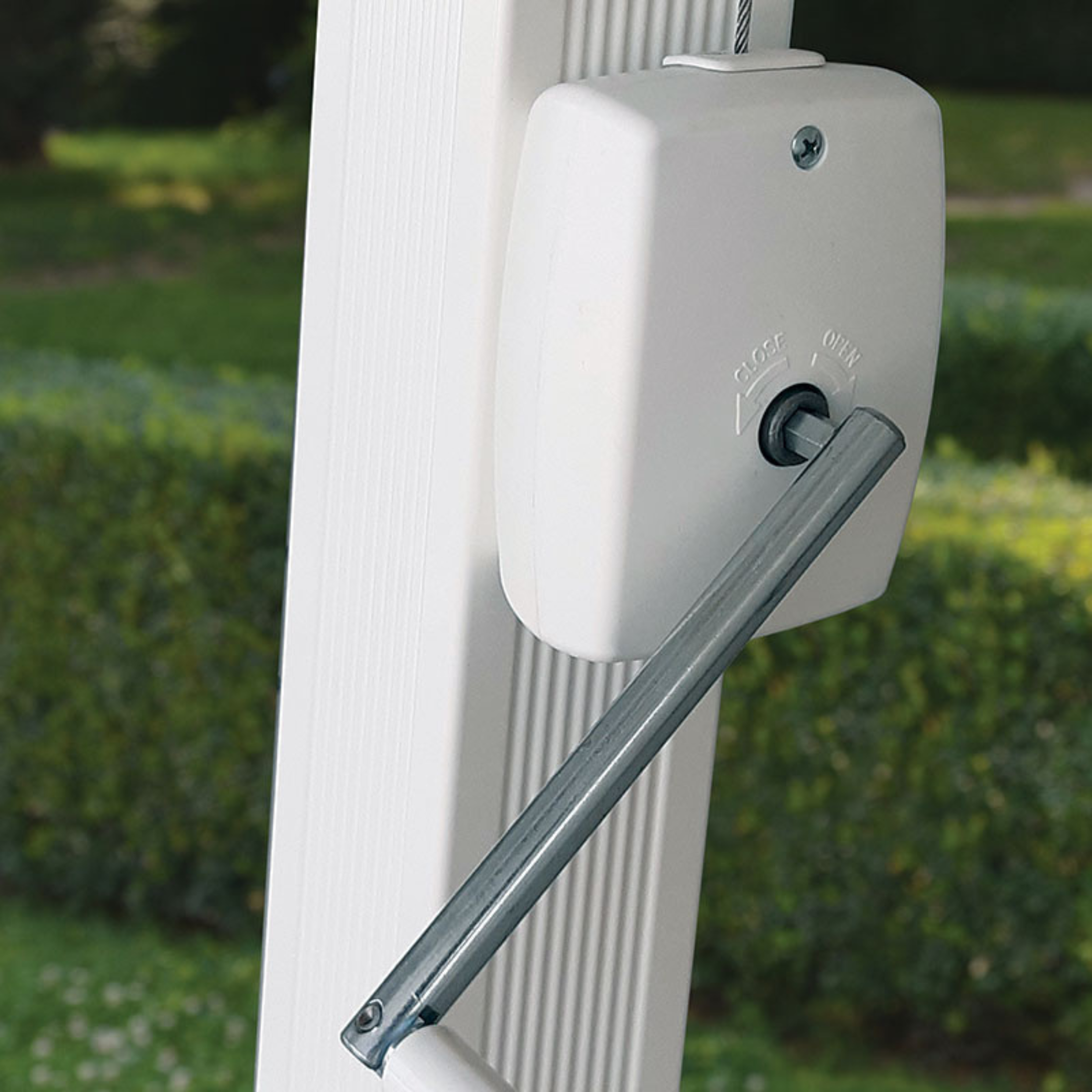 Modern white garden umbrella "Diffusion Classic" fixed and rotating side pole