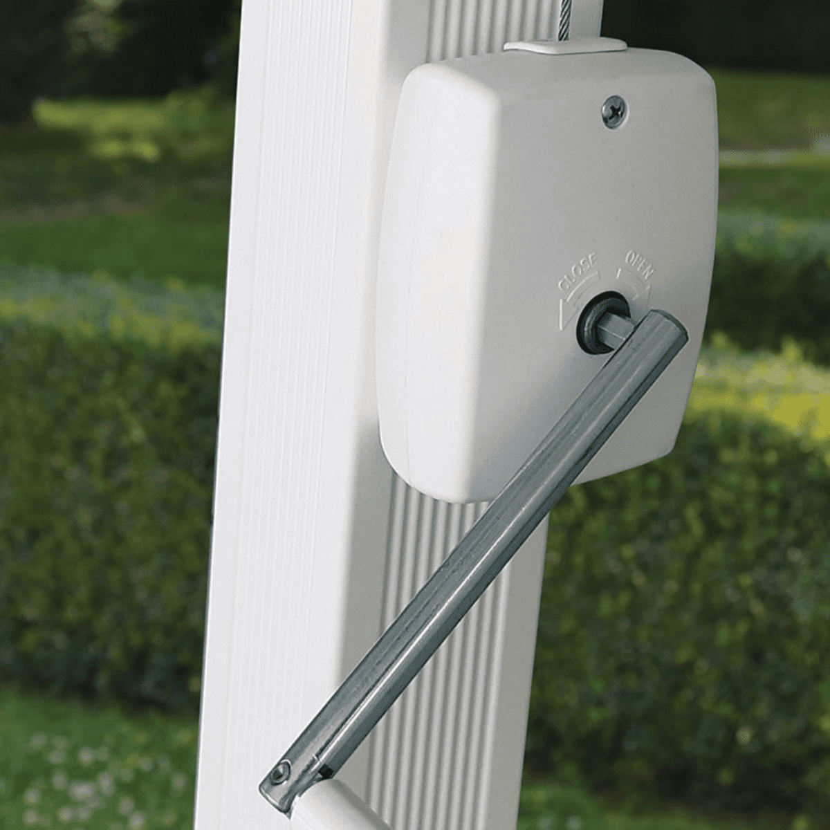 Ombrellone moderno da giardino bianco "Diffusion Classic" fisso e palo laterale girevole - MondoViro