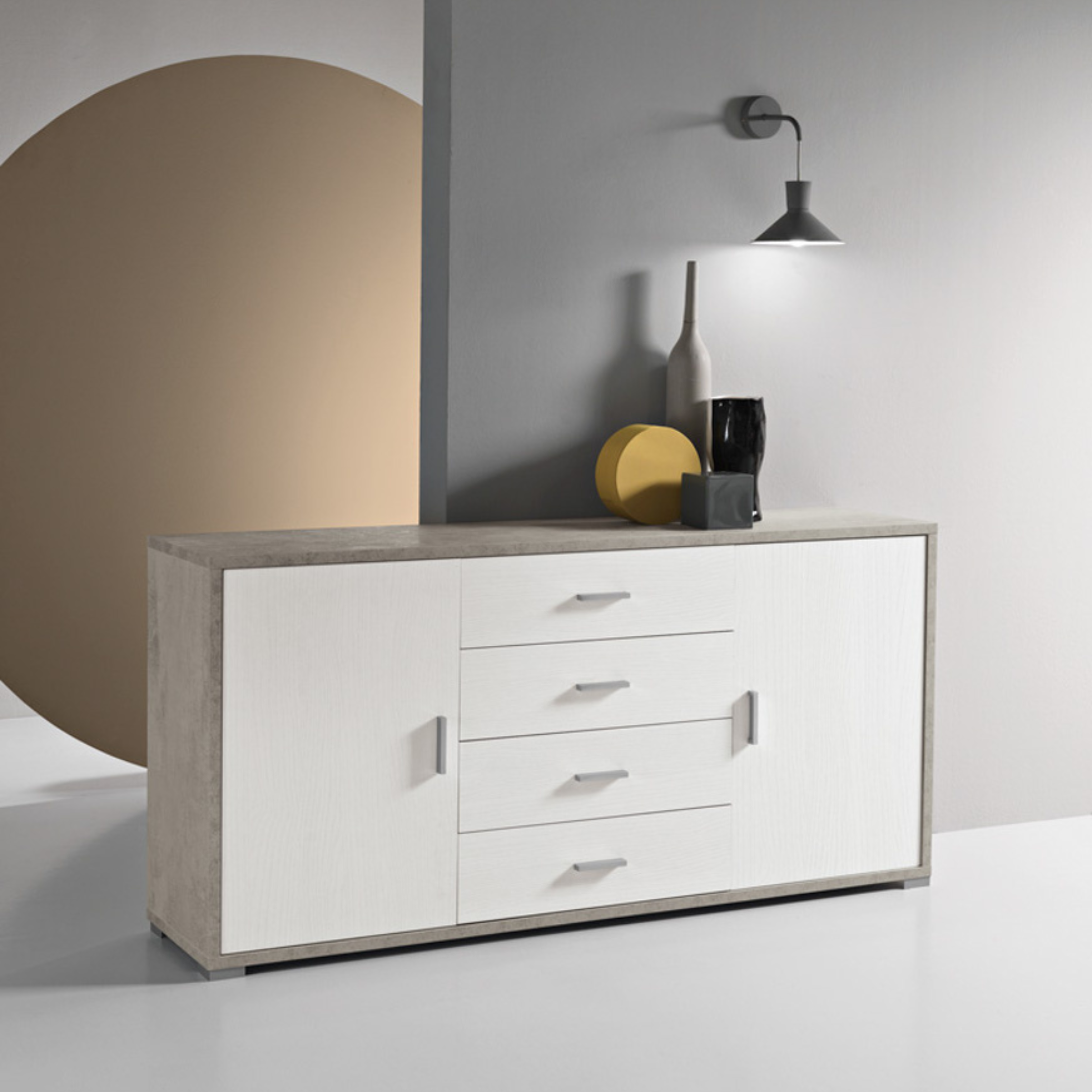 Modern 2-door, 4-drawer "Tessa" wooden sideboard, 174x41 cm, h 84 cm