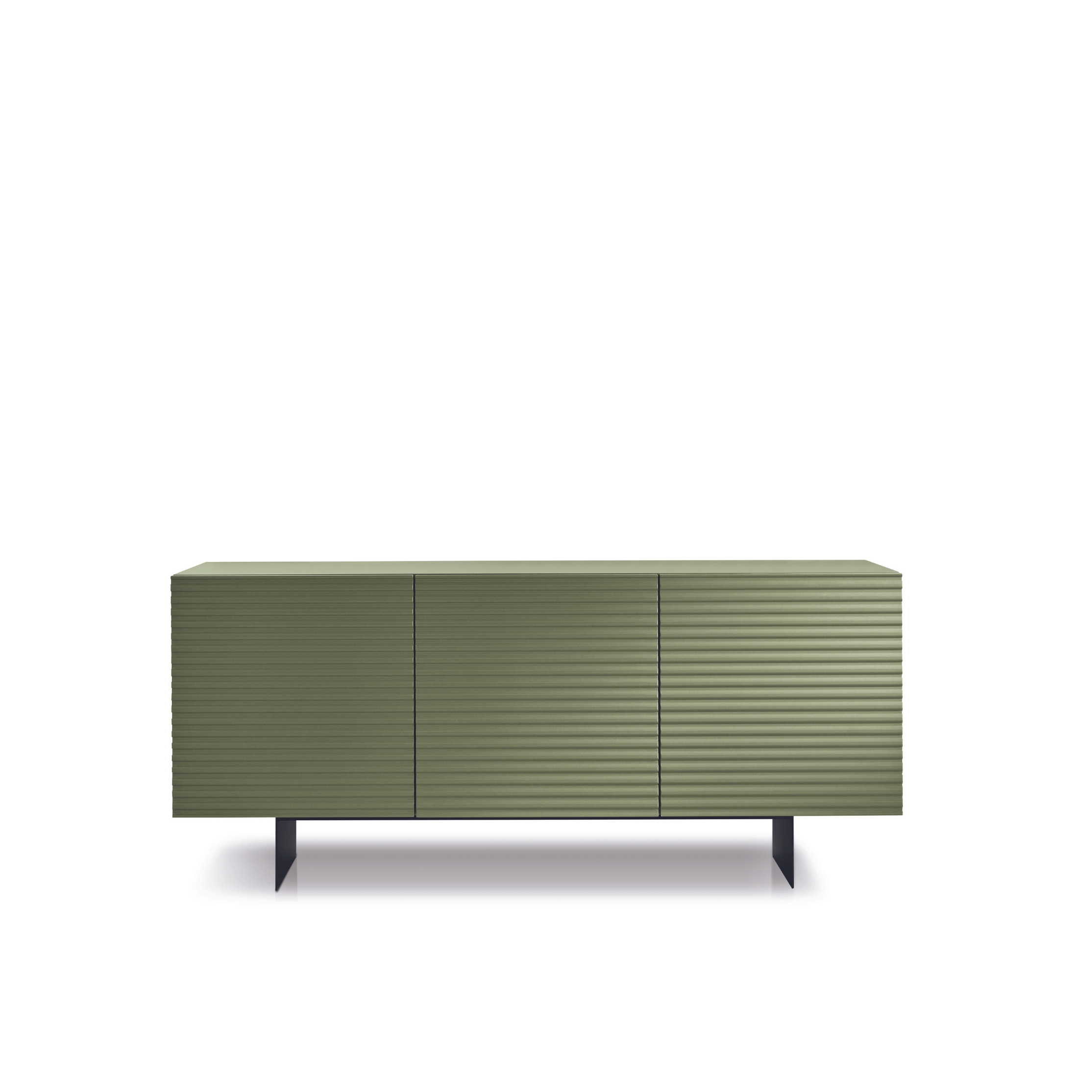 Modern 3-door sideboard "Nadia1" already assembled in lacquered wood with two painted metal feet cm 180x50 80h