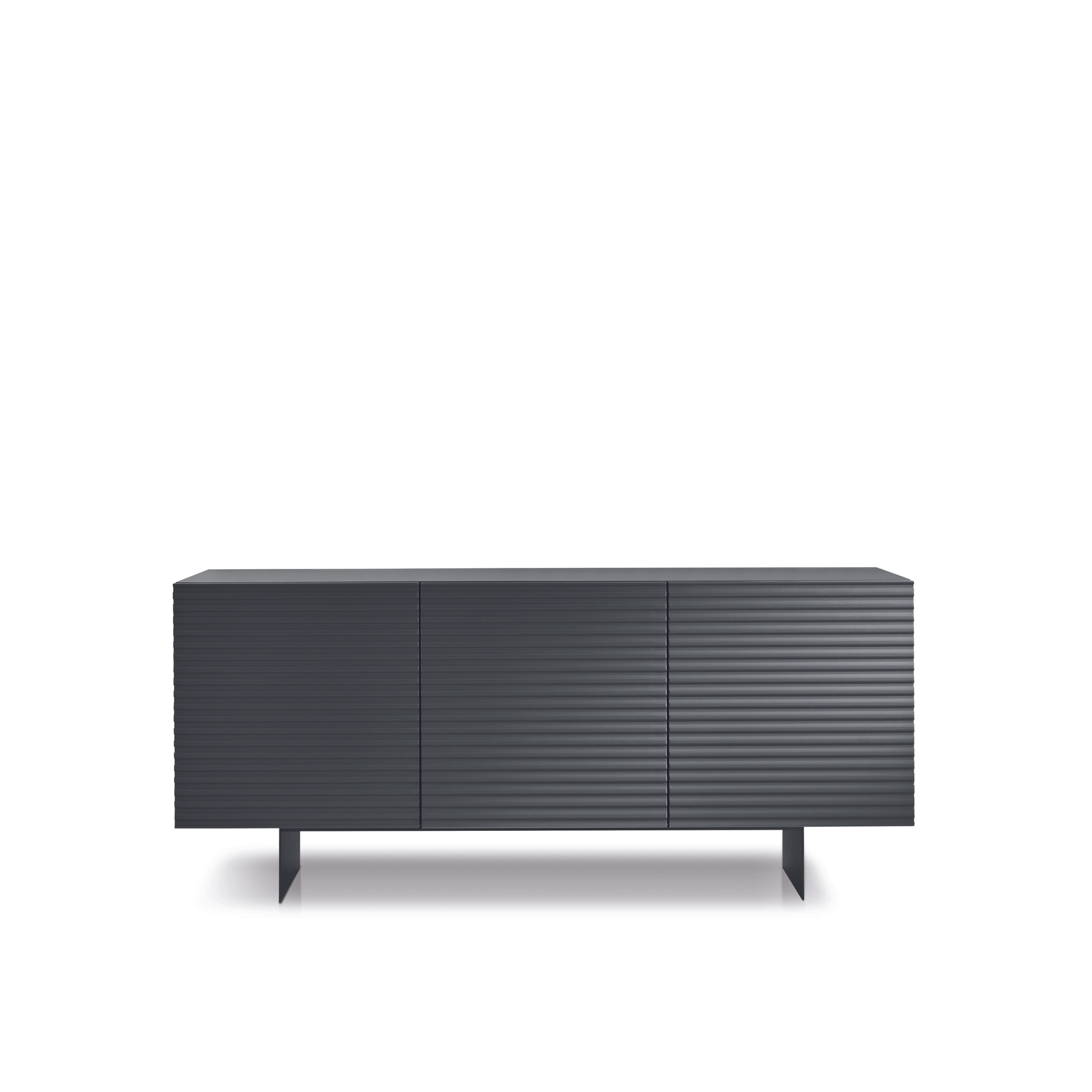 Modern 3-door sideboard "Nadia1" already assembled in lacquered wood with two painted metal feet cm 180x50 80h