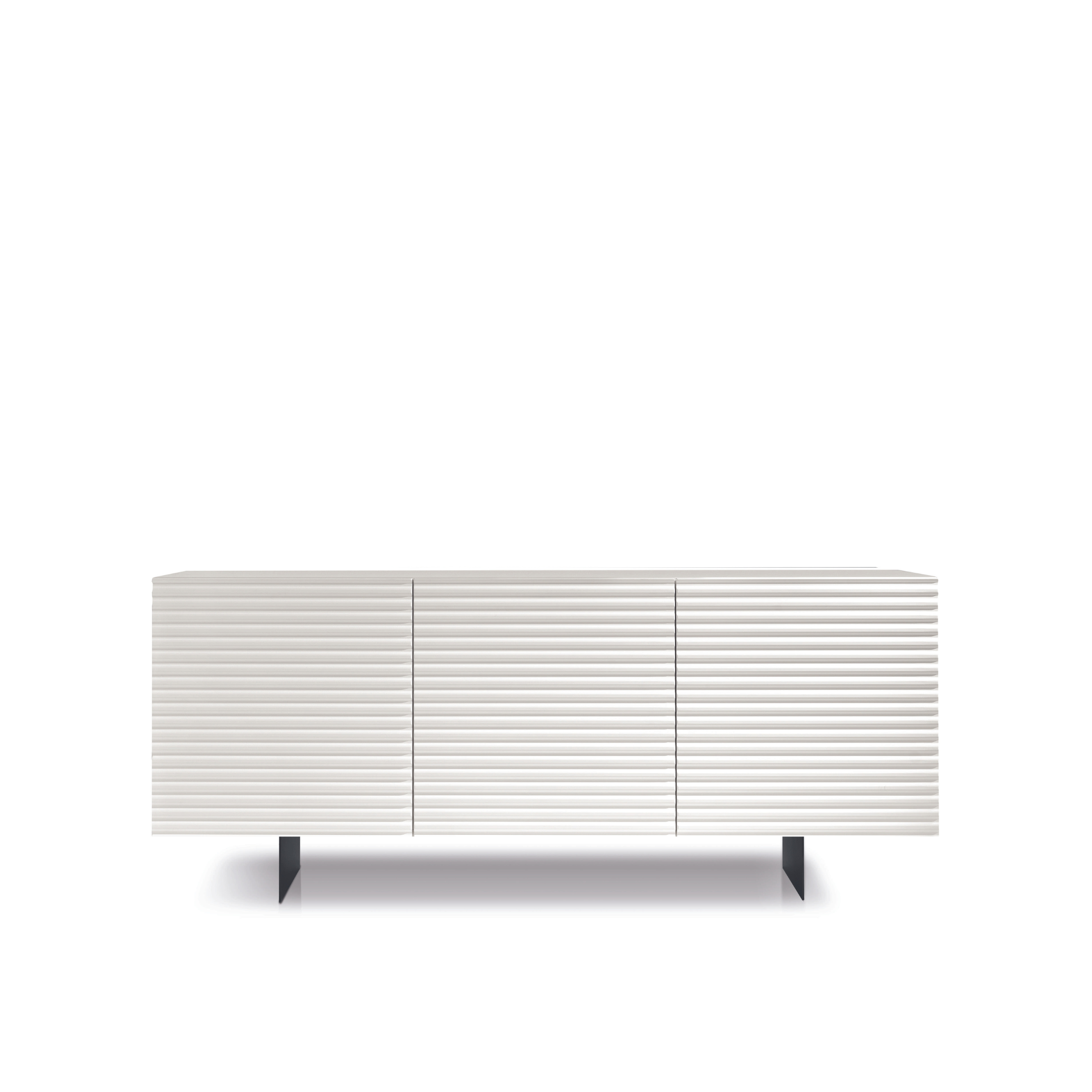 Modern 3-door sideboard "Nadia1" already assembled in lacquered wood with two painted metal feet cm 180x50 80h