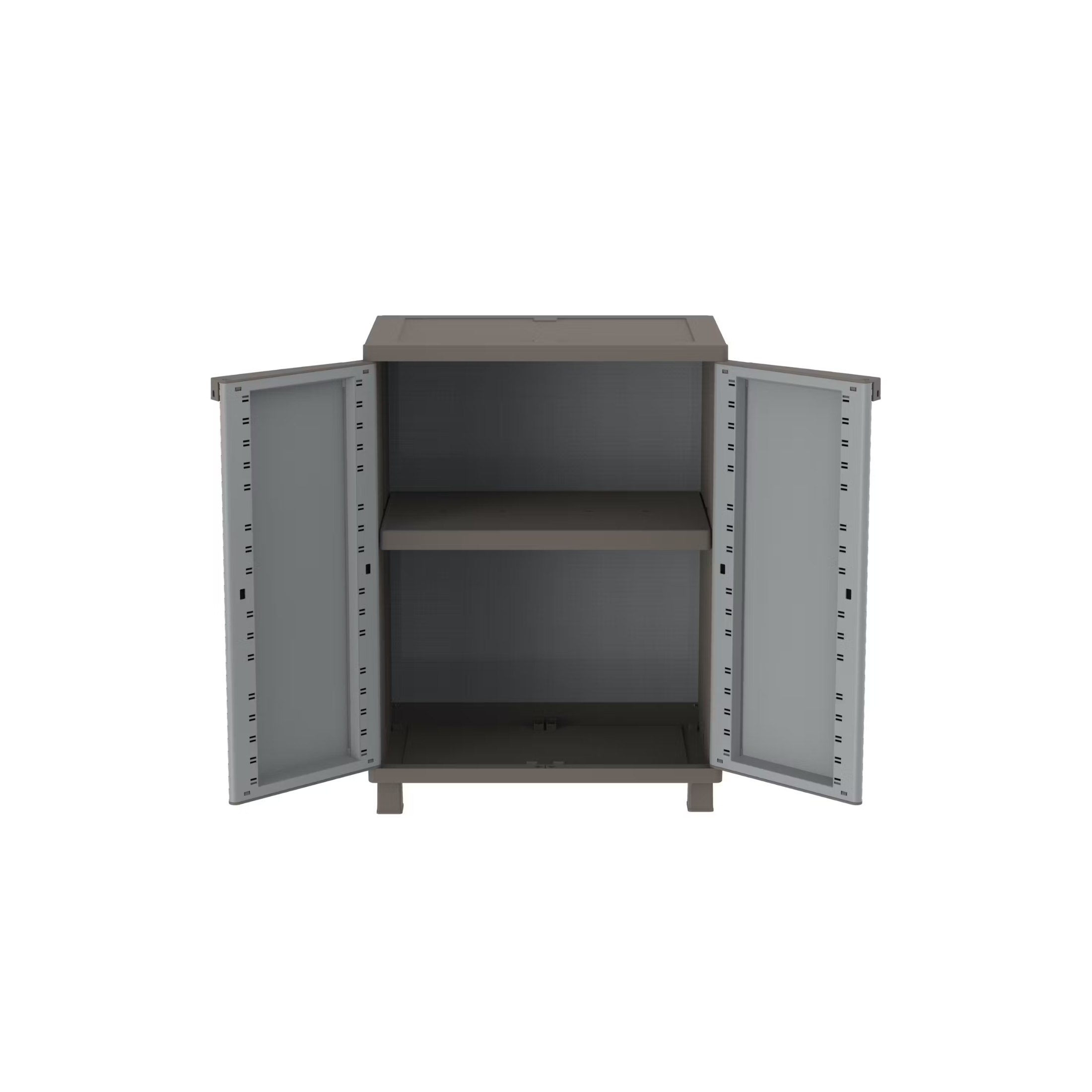 "Dask" polypropylene wardrobe with dove grey rattan finish and adjustable shelves