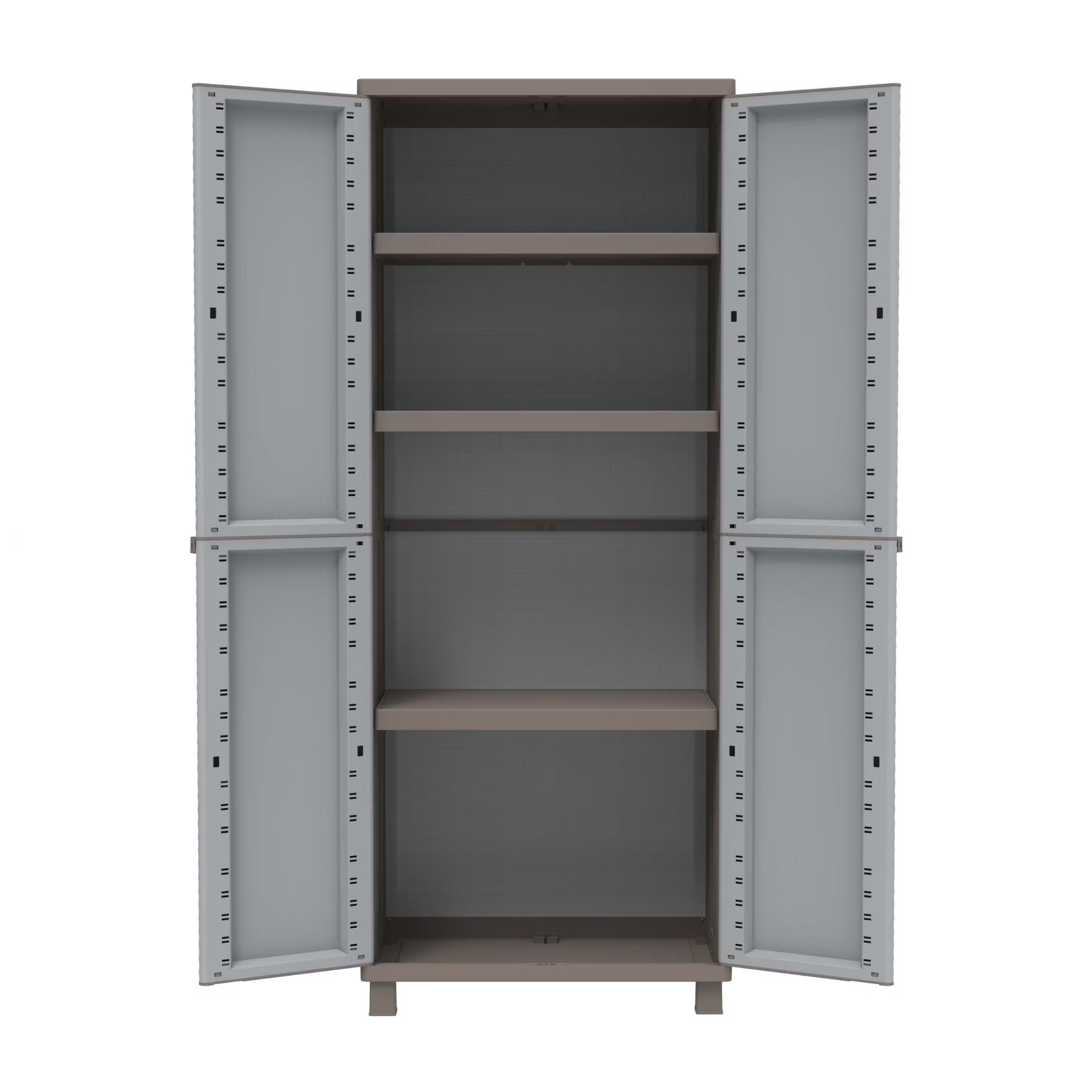 "Dask" polypropylene wardrobe with dove grey rattan finish and adjustable shelves