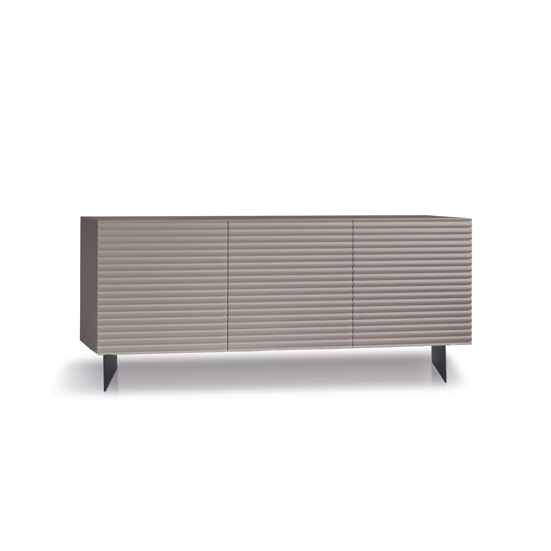 Modern 3-door sideboard "Nadia1" already assembled in lacquered wood with two painted metal feet cm 180x50 80h