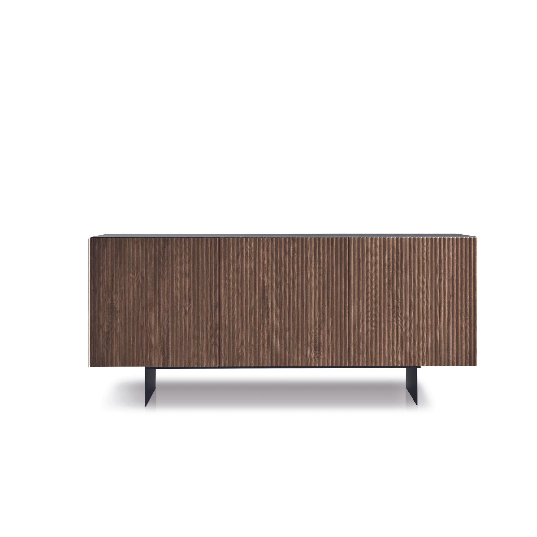 Modern sideboard "Marina" ready assembled, 3 doors in lacquered wood with 2 feet, 180x50 cm, 80h