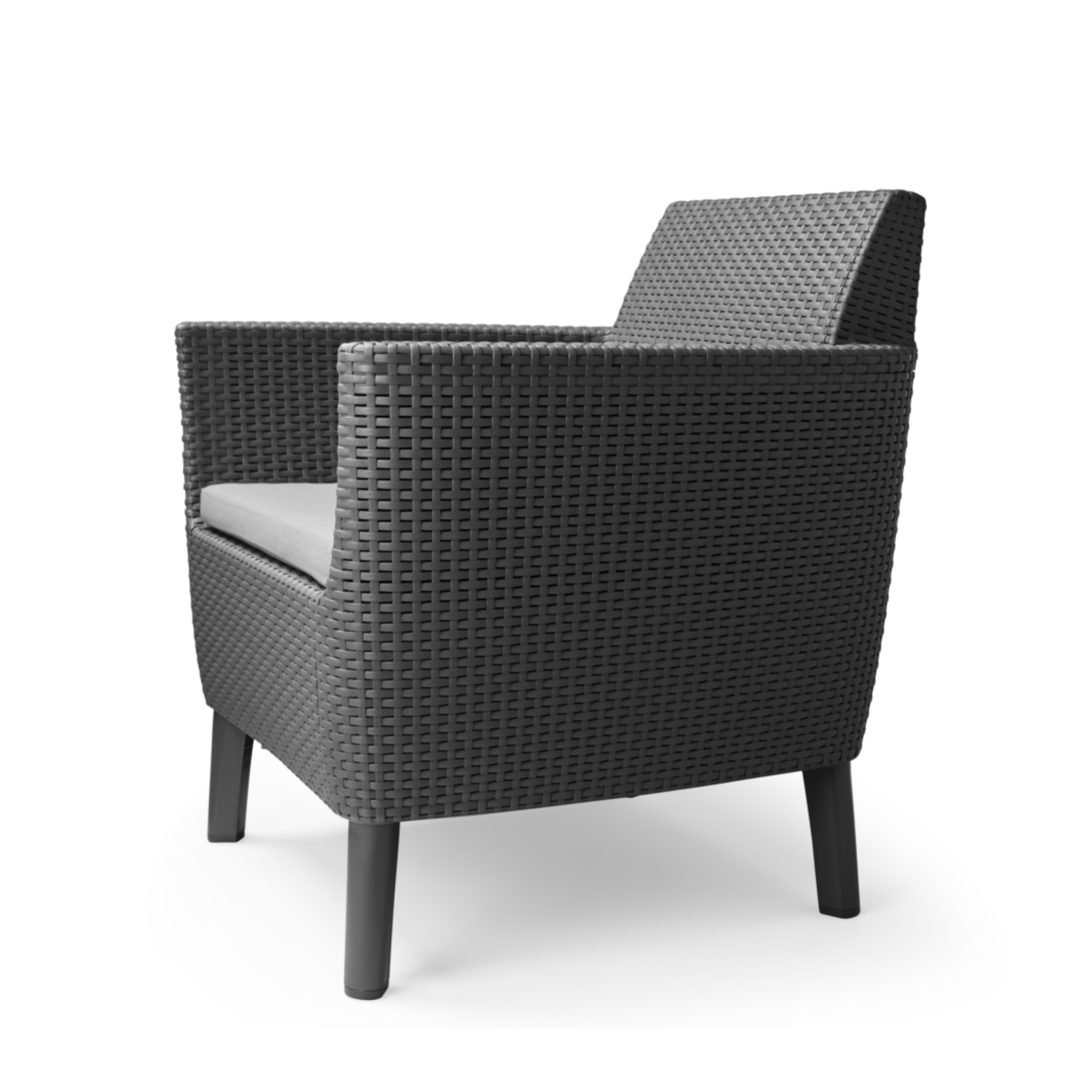 "Salemo Balcony" outdoor resin lounge set with 2 armchairs and a storage table