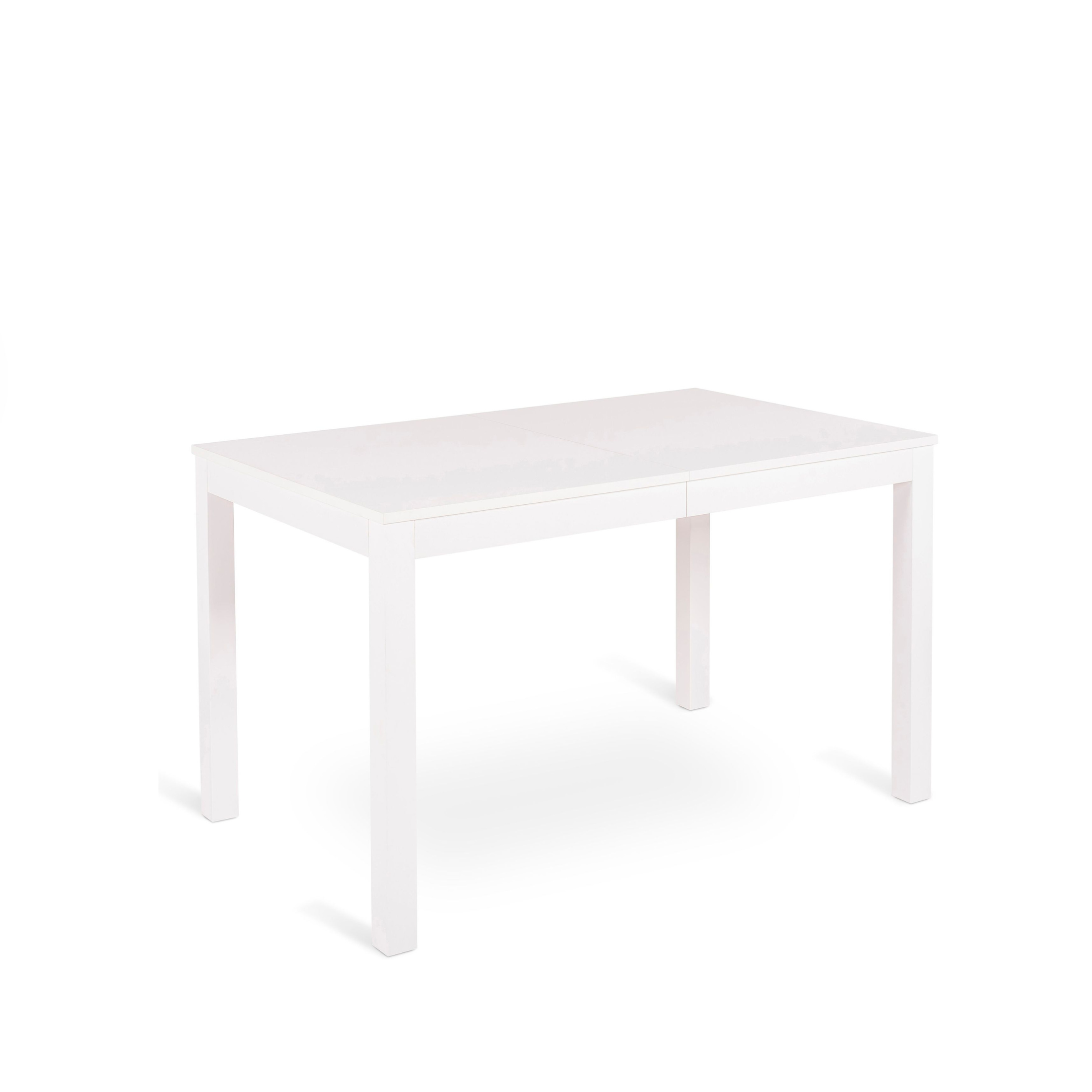 "Creta" extendable table with melamine top and solid wood legs, 130/210x80 cm, 76 cm high.