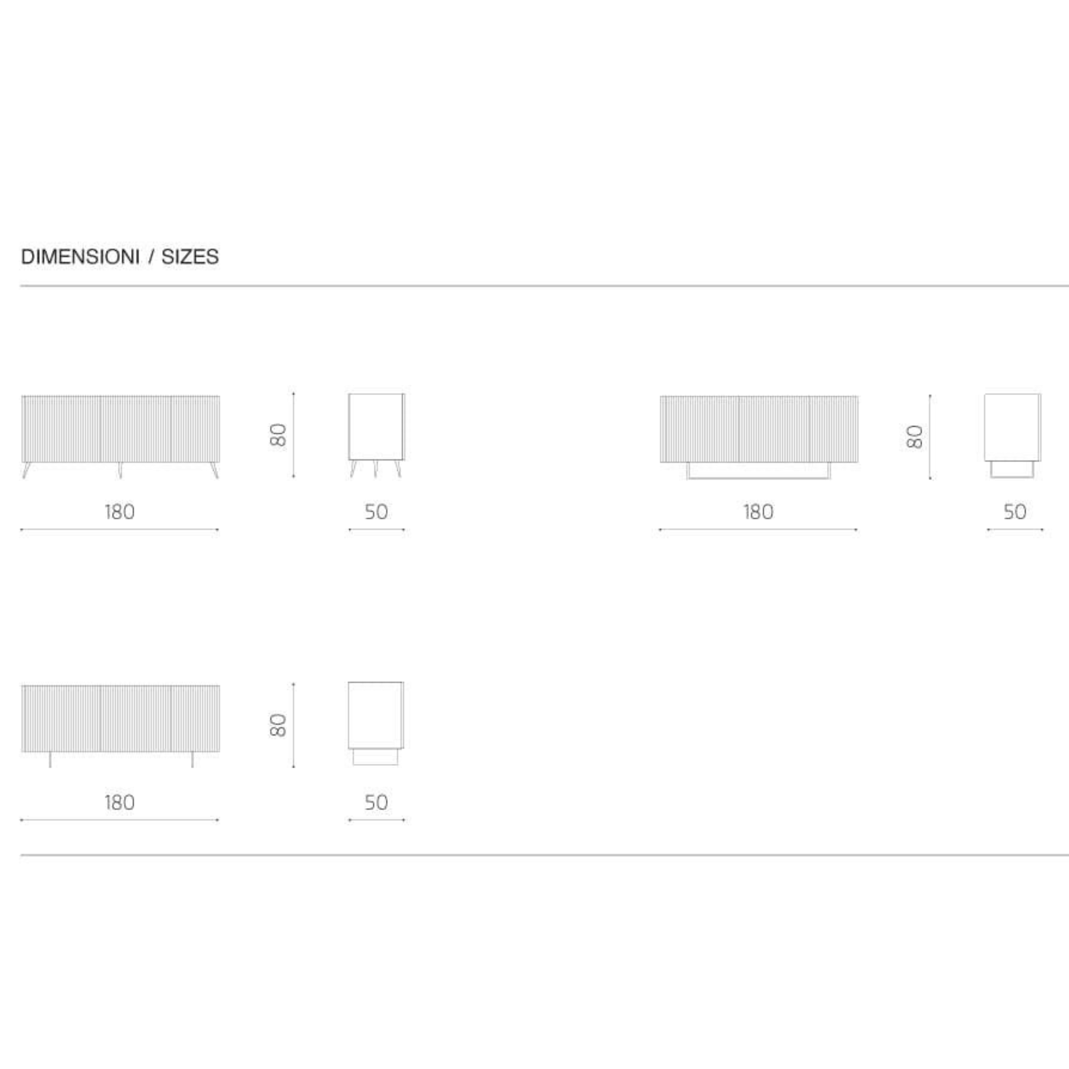 Modern sideboard already assembled "Marina1" 3 doors in lacquered wood with shaped feet cm 180x50 80h
