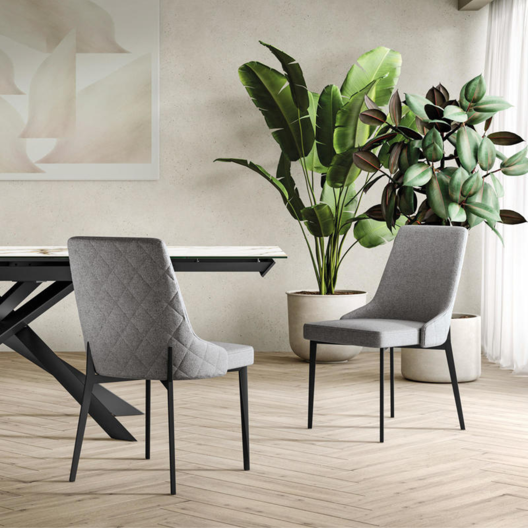 Set of modern "Venus" chairs in easy-clean fabric, functional for the living room, 58.5x48.5 cm, 89h