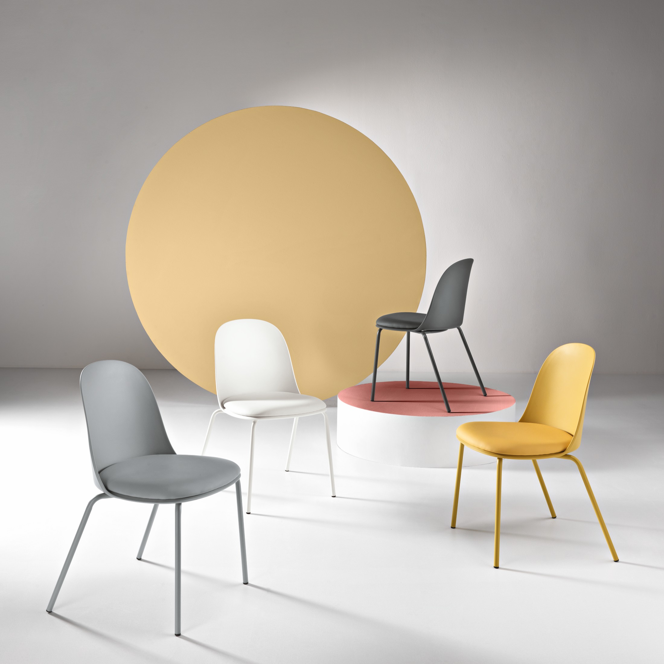 Set of modern "Marvin" upholstered chairs in polypropylene, 50x52 cm, h80 cm