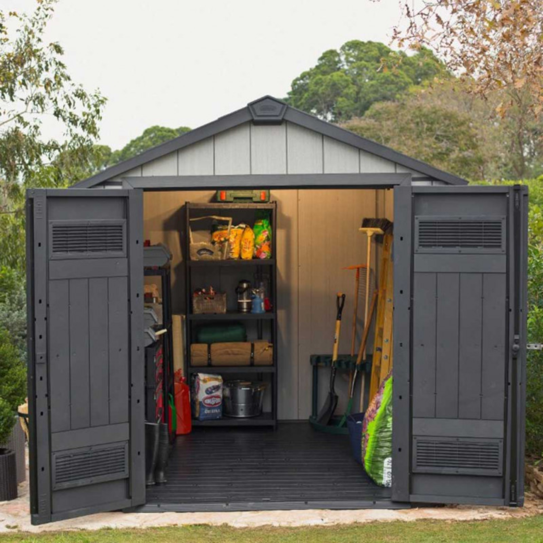 "Outdoor" garden shed with resin floor and side window
