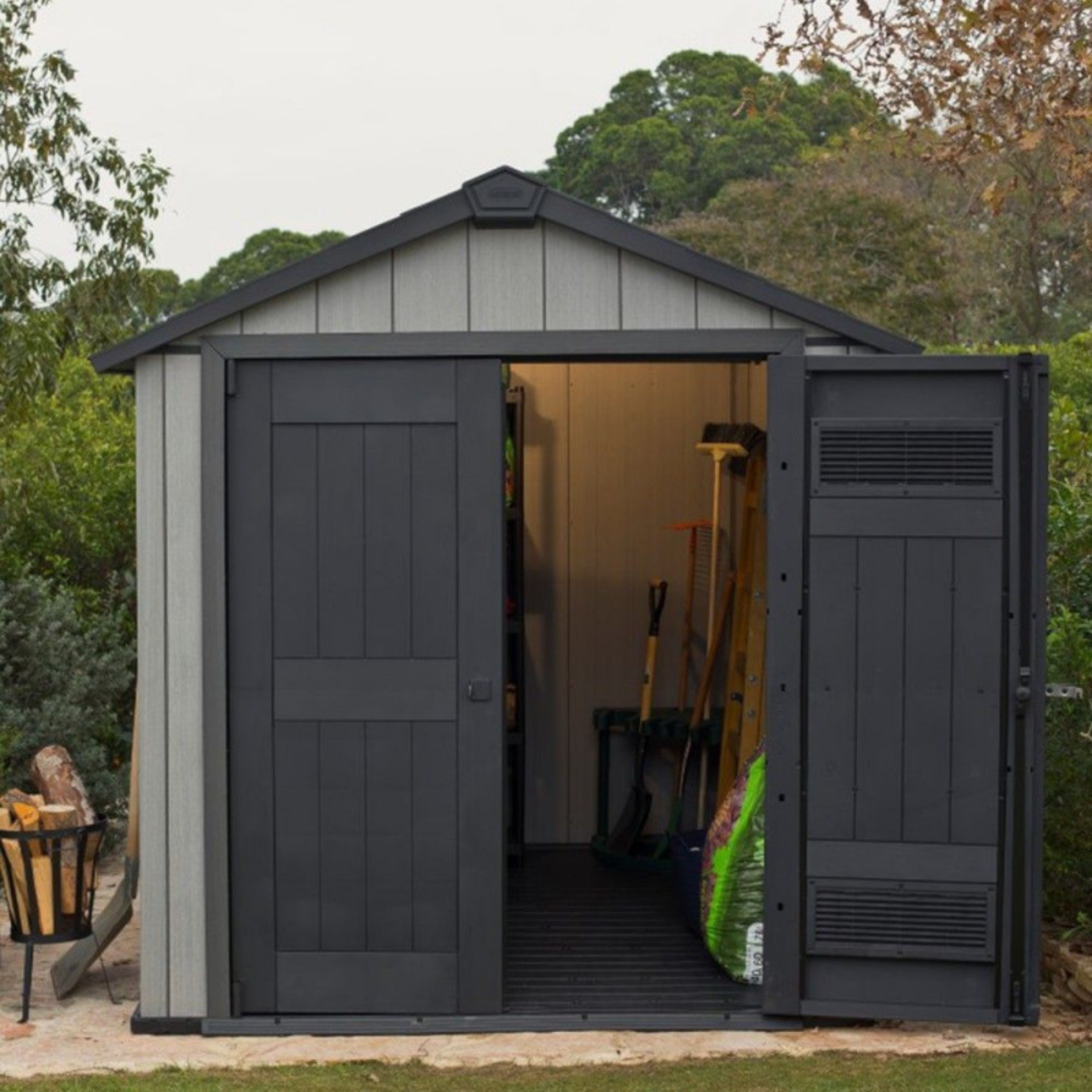 "Outdoor" garden shed with resin floor and side window