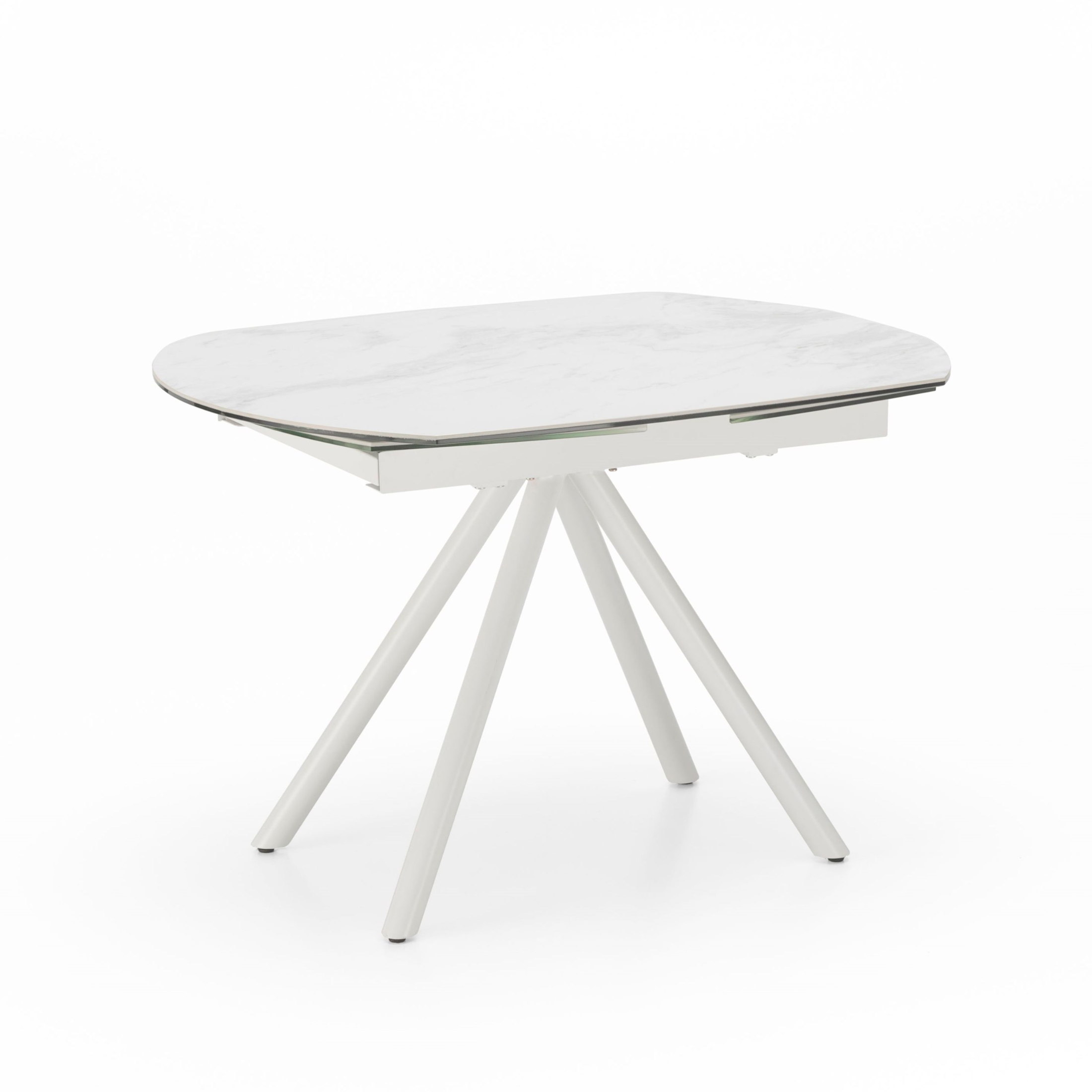 Modern extendable table "Atmosphera" with ceramic top and painted metal frame