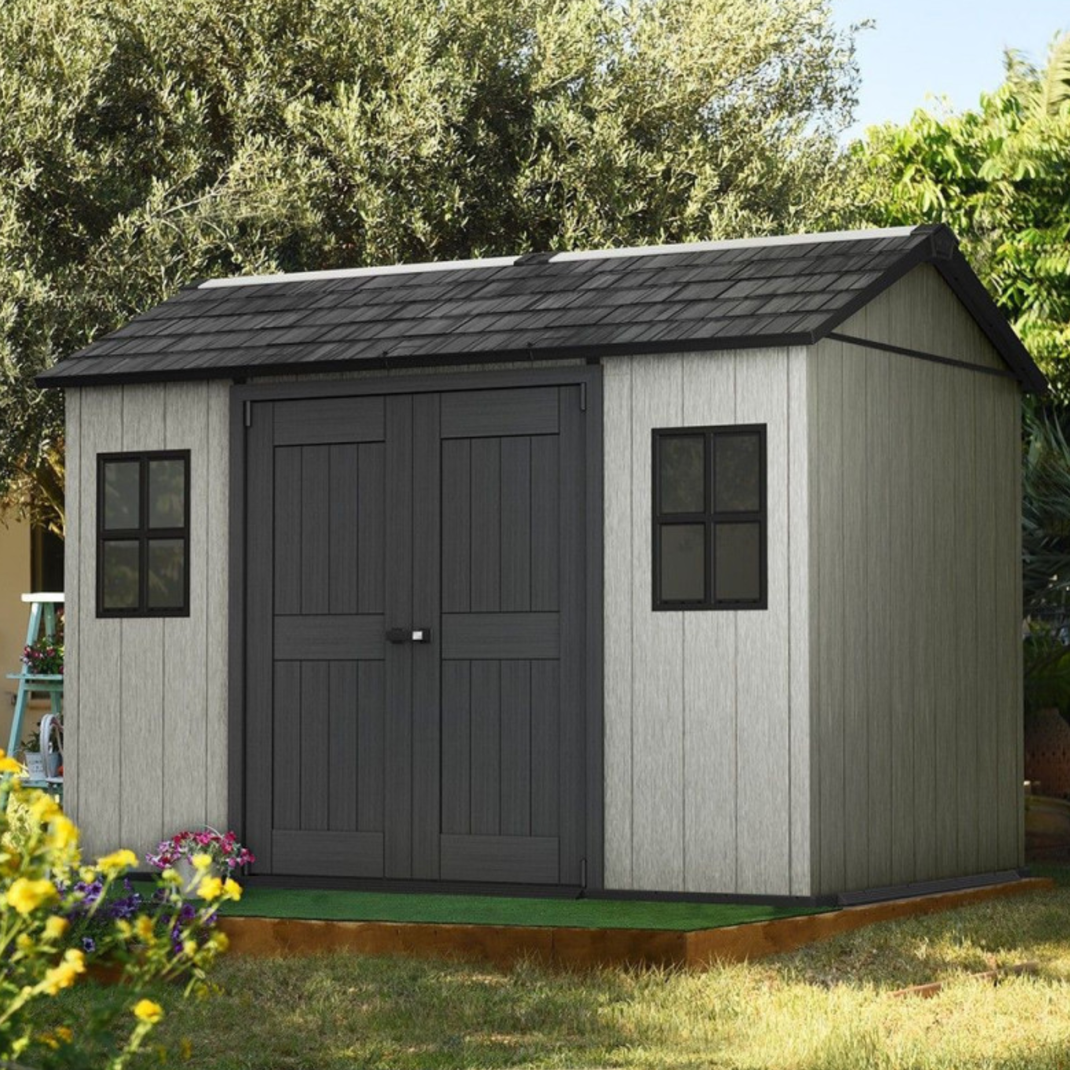 "GiardinoGlow" garden shed with floor and 2 windows, 350x229 cm, 254 cm high