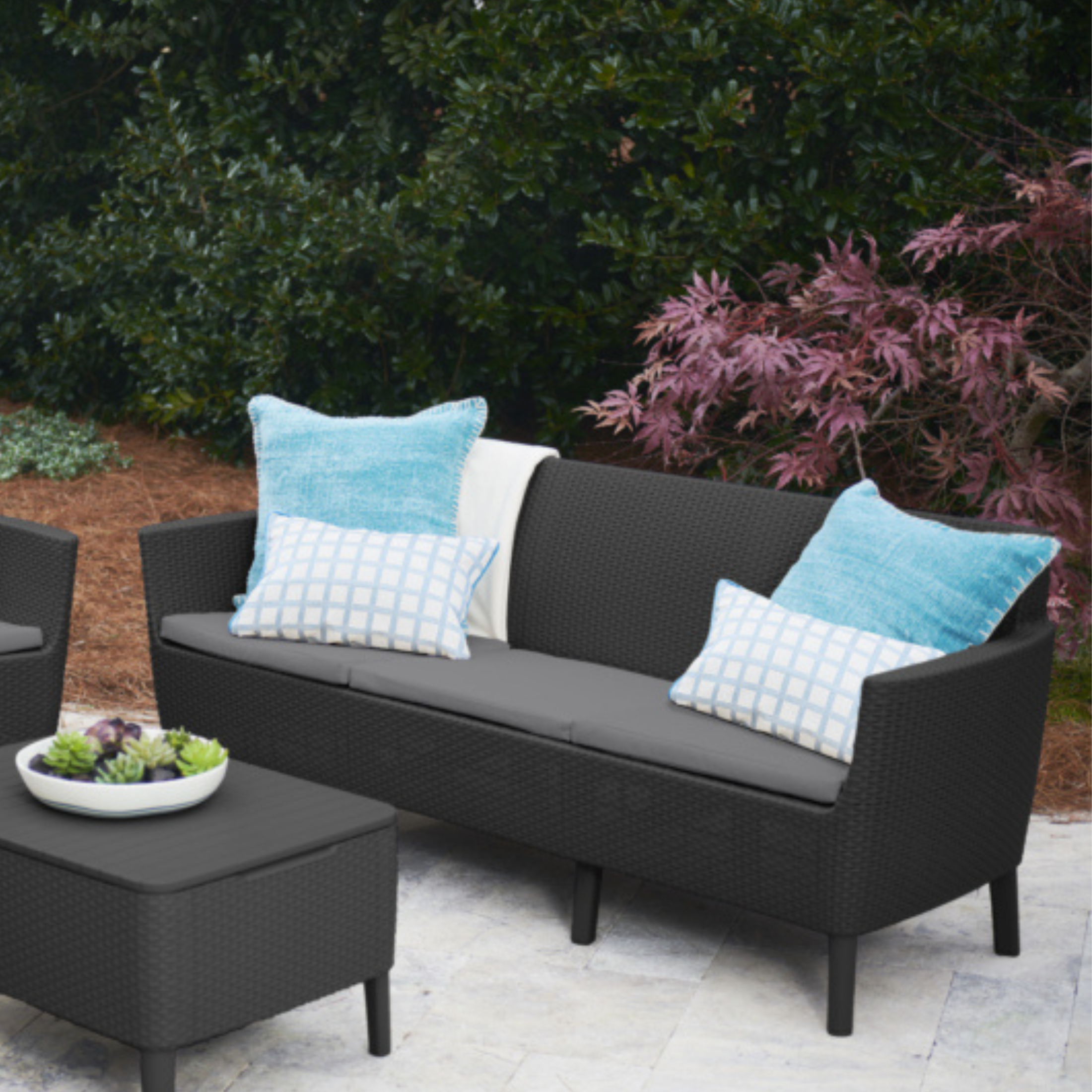 "Salemo Lounge" 3-seater garden sofa with cushions, 187 x 66.5 cm, 76 cm high