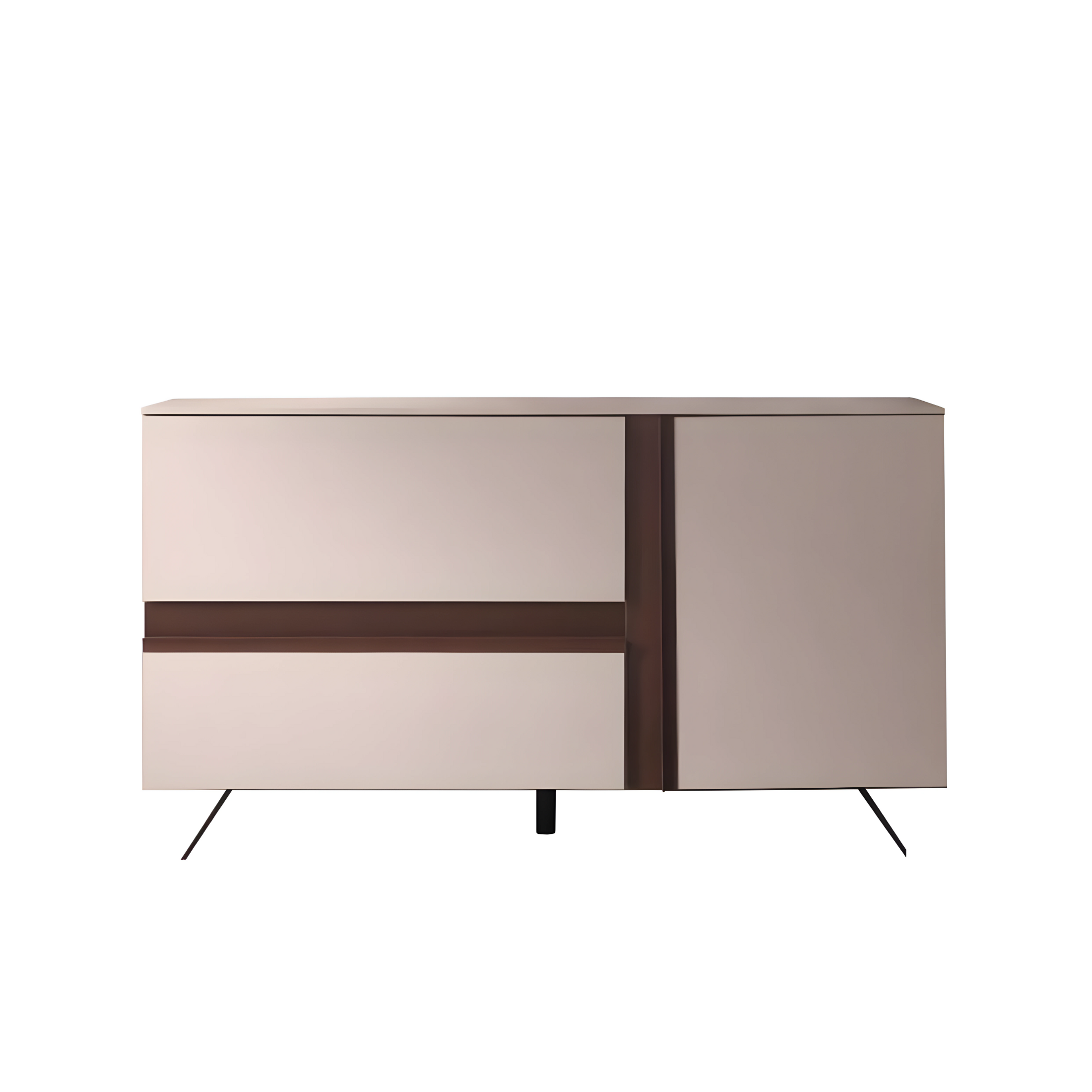 Modern wooden sideboard "Abaco" 2 doors 1 drawer with painted metal feet