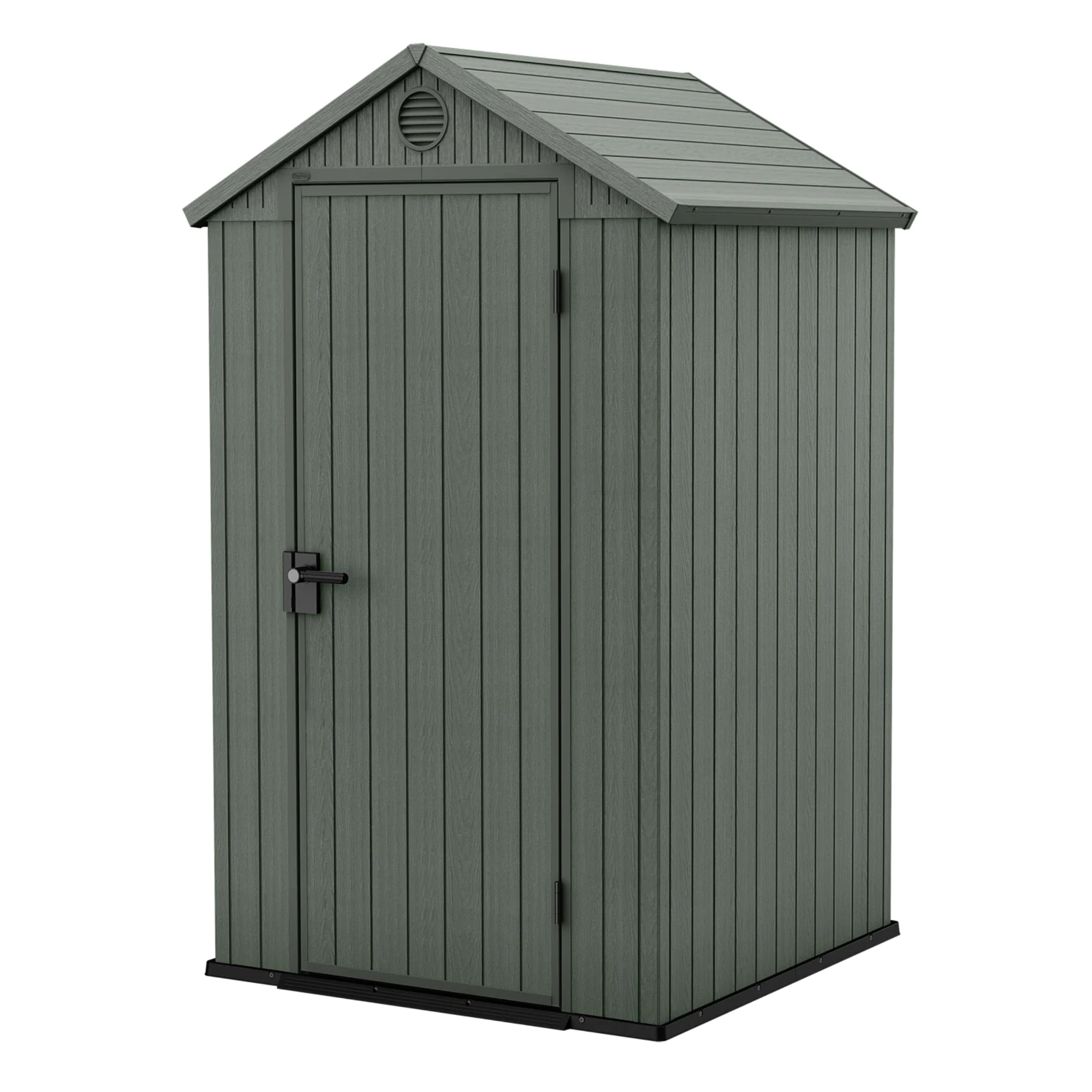 "Serenity" resin garden shed with a green wood-effect shed