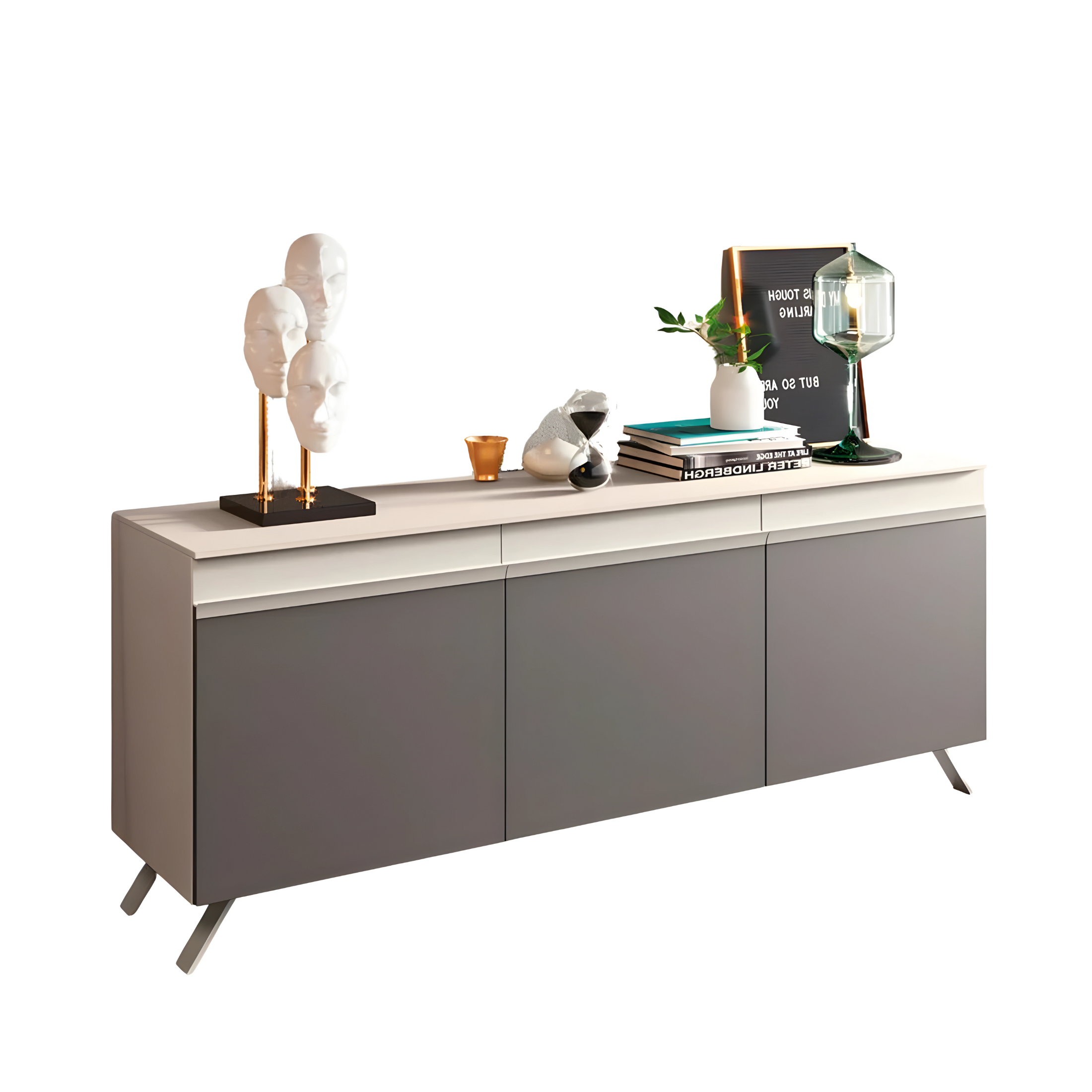 Modern living room sideboard "Abaco Day" with 3 doors and groove handle cm 180x48.5 85.2h