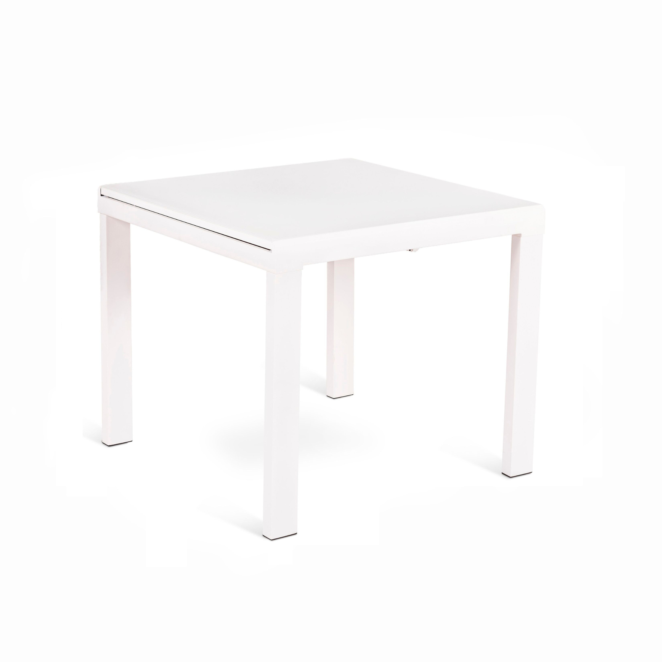 Extendable table "Benny" tempered glass top metal frame 6 seats 164x90 cm 76h