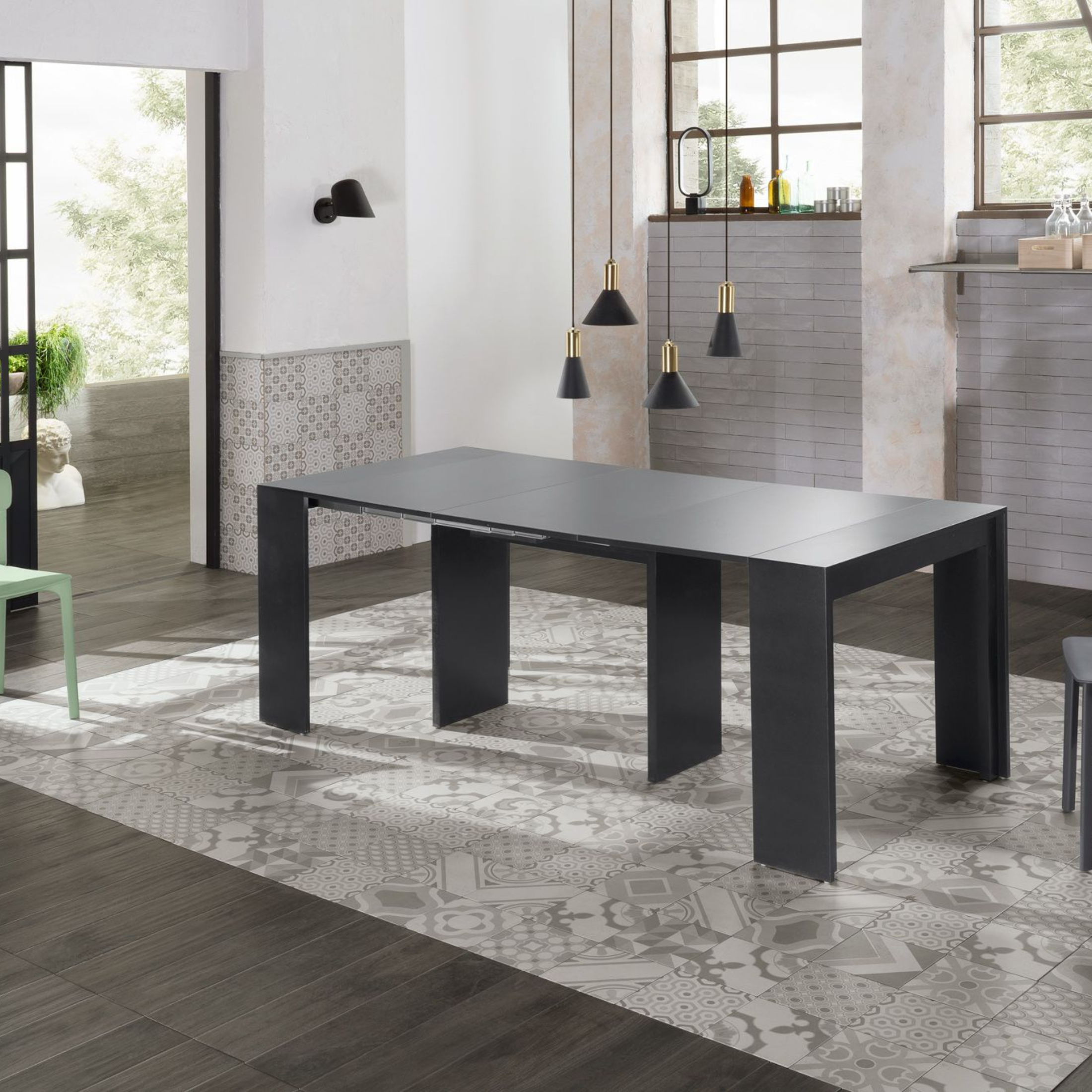 Extendable console table "Pinocchio" in lacquered wood 10 seats cm 43/302x90 76h