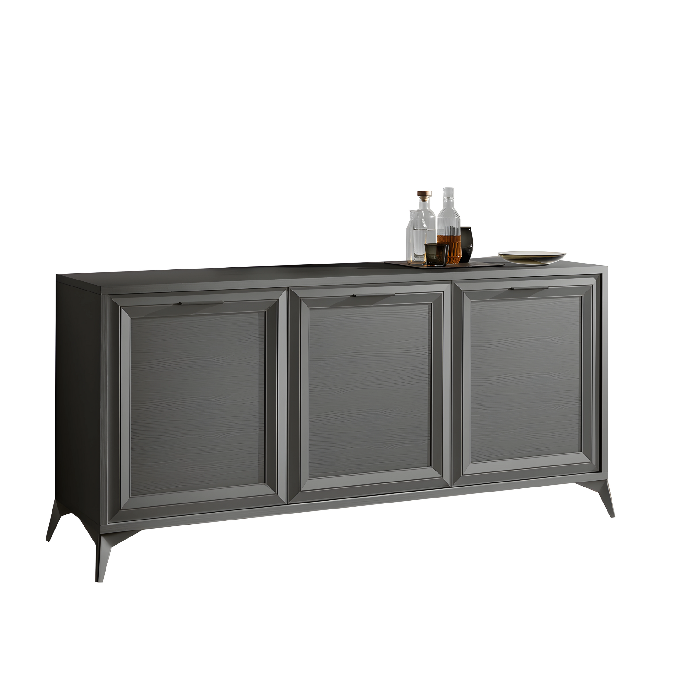 Modern 3-door "Jazz" sideboard in London wood with metal feet, 185x51.5 cm, 78.5 cm high.