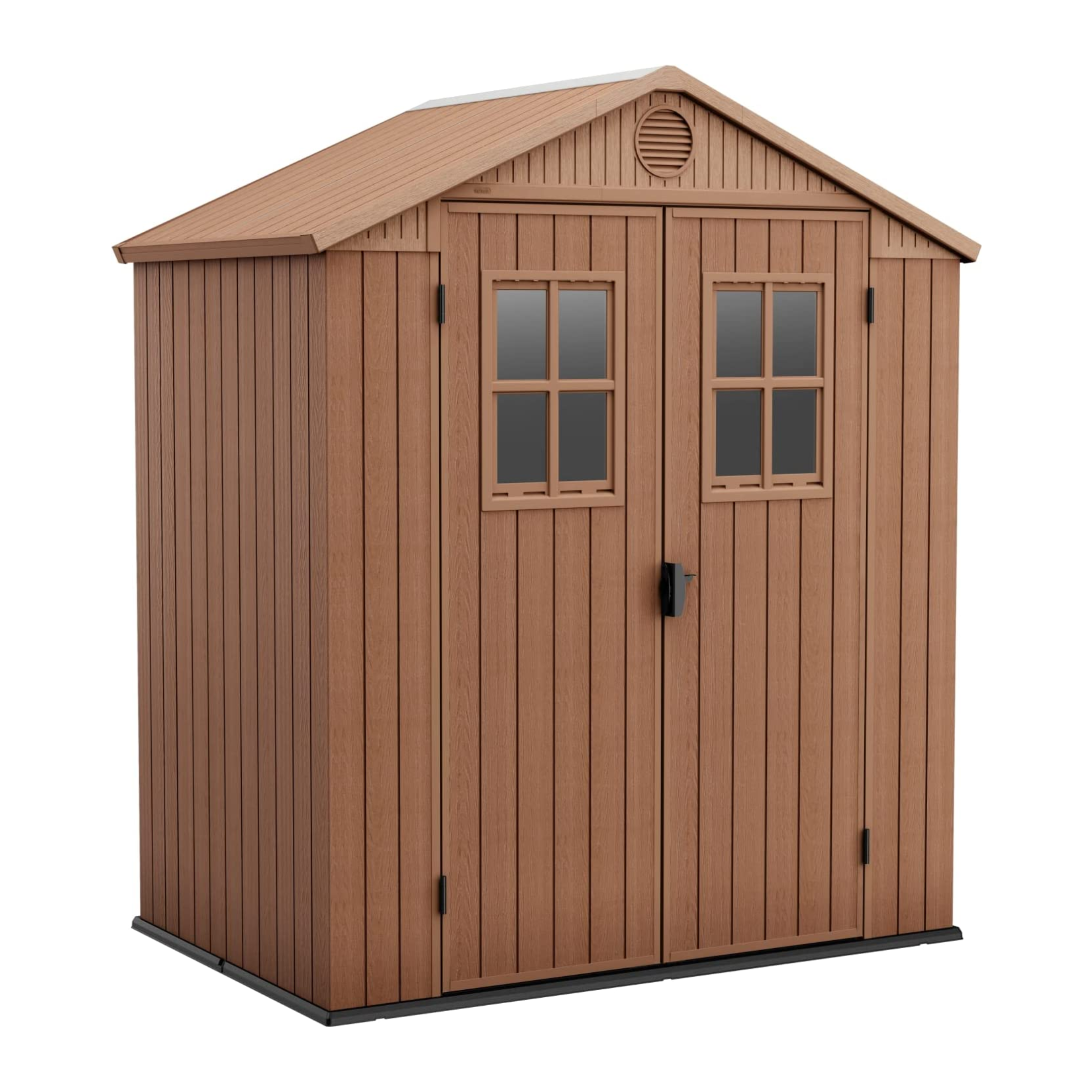 "Loto" 2-door brown wood-effect resin garden house with 2 windows