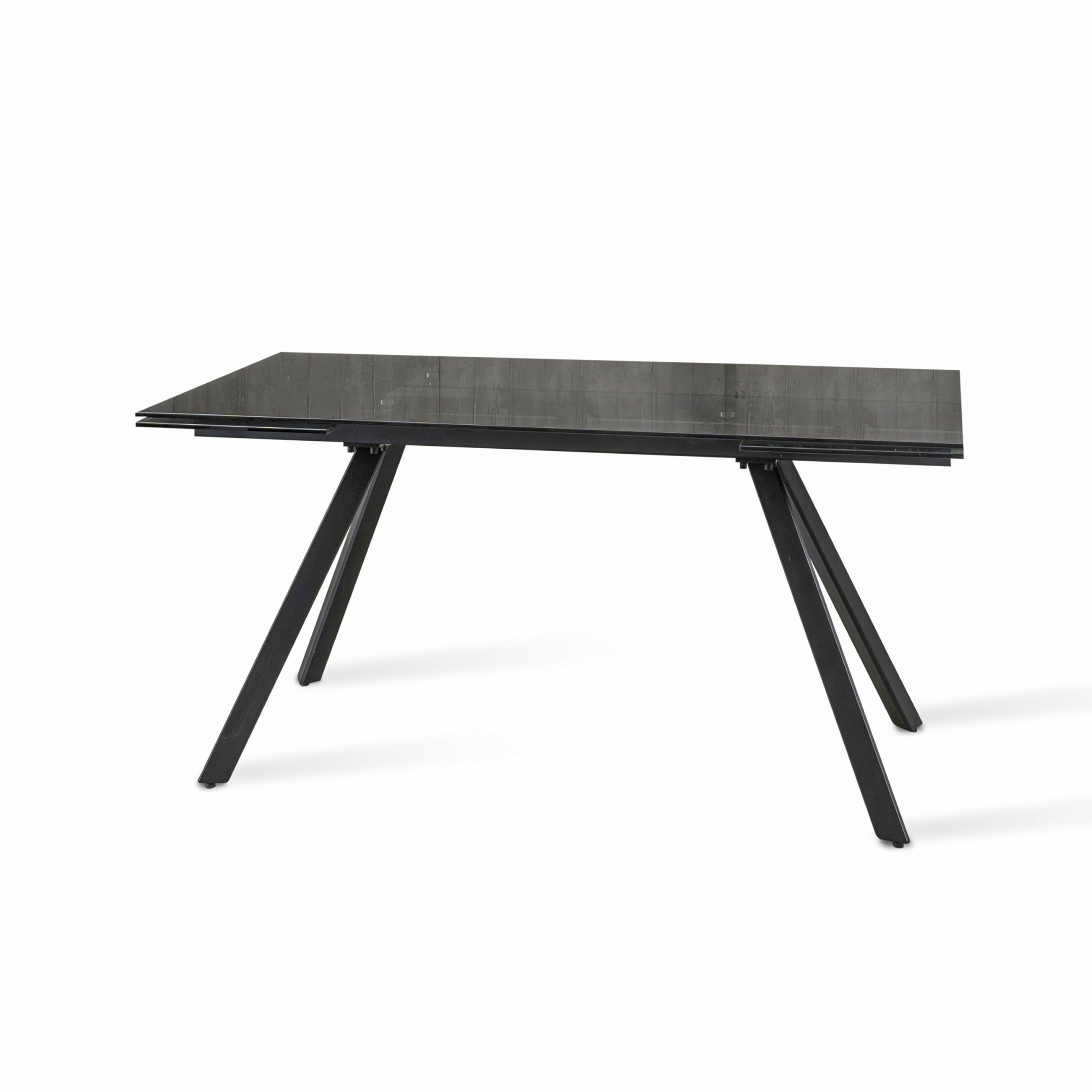 Extendable "Smokey" table with tempered glass top, 160/240x90 cm, h76 cm
