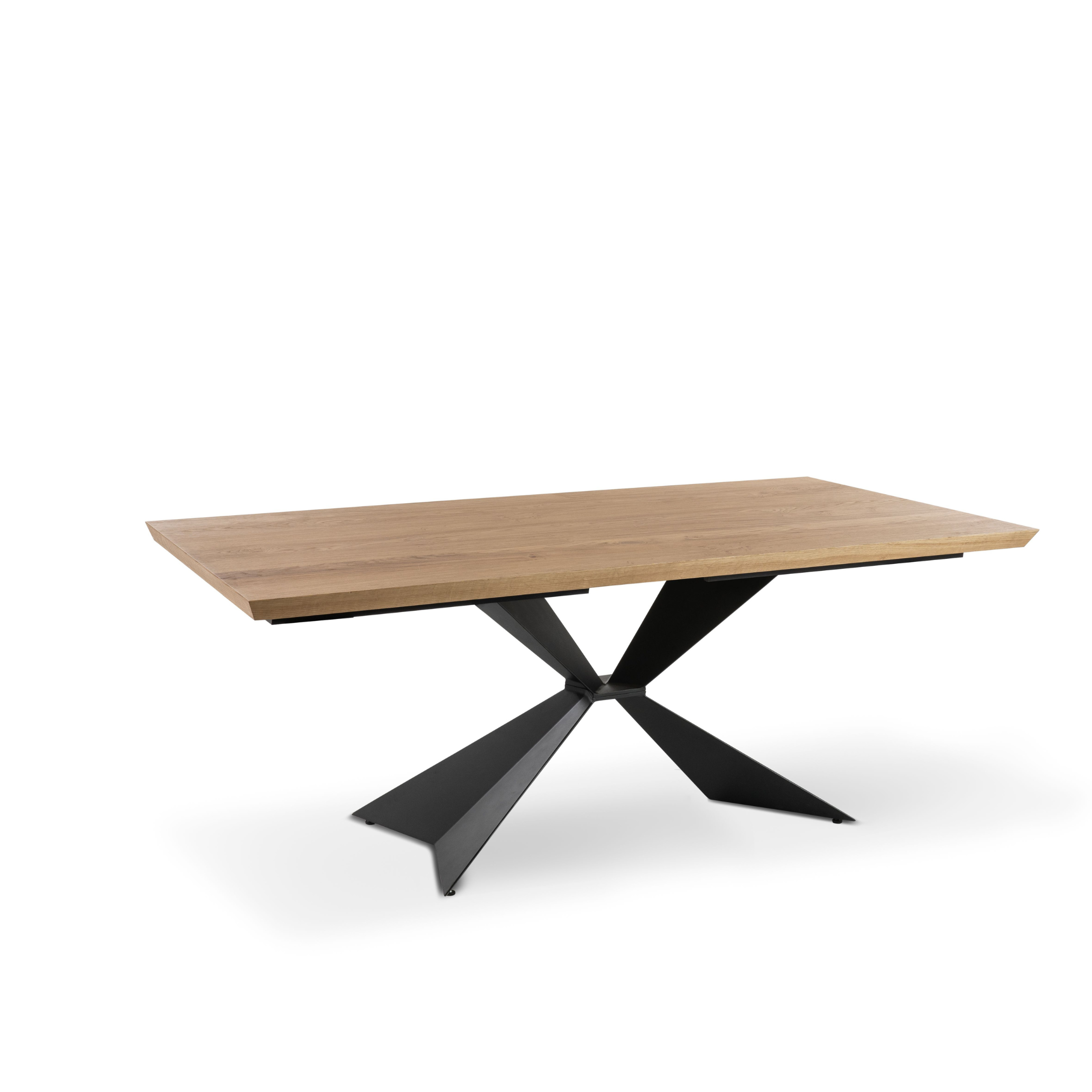 Mesa fija "Nilo" tablero de madera, patas de metal, 160x90 cm, 76h