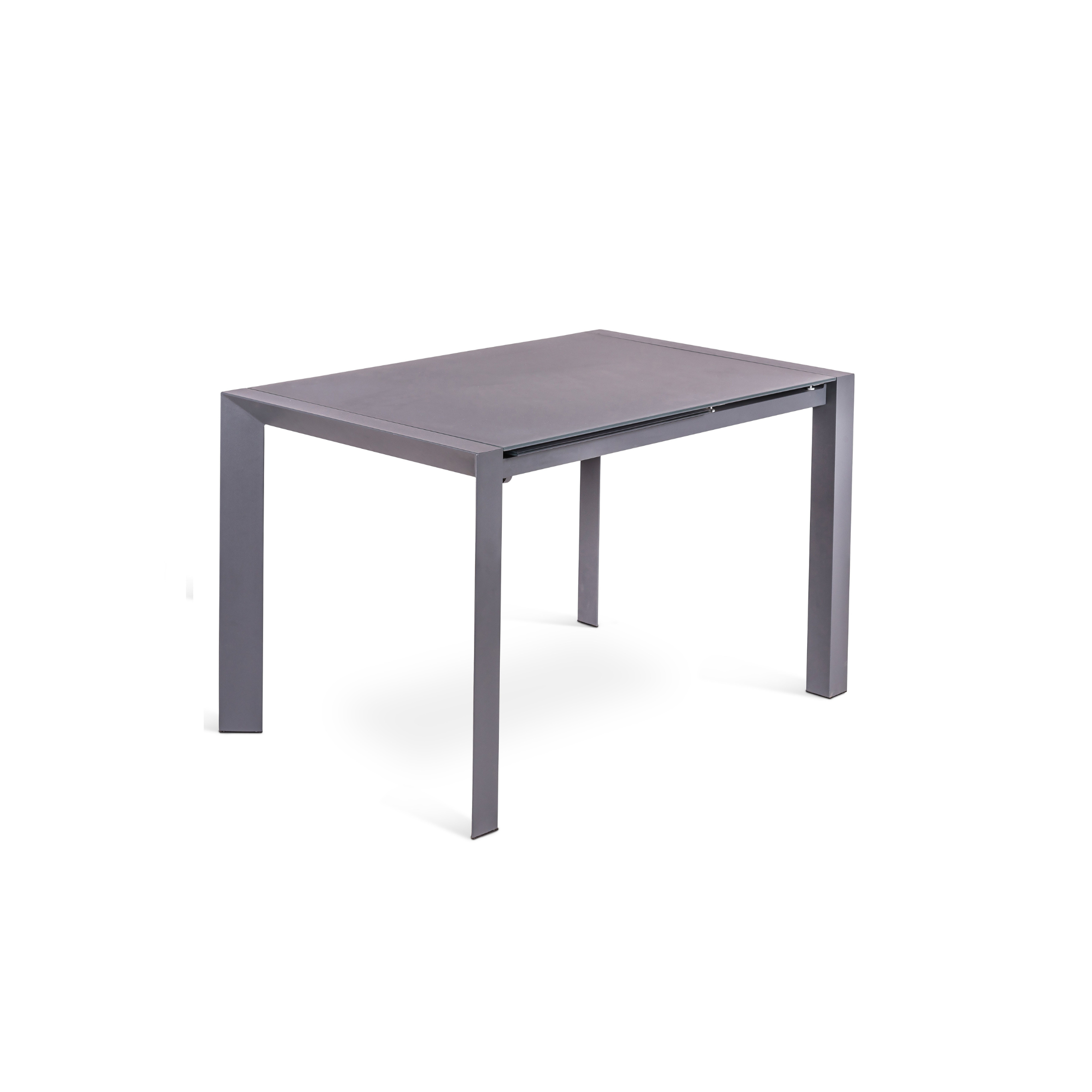Extendable table "Nina" in tempered glass with metal frame, 122/182x80 cm, 76h