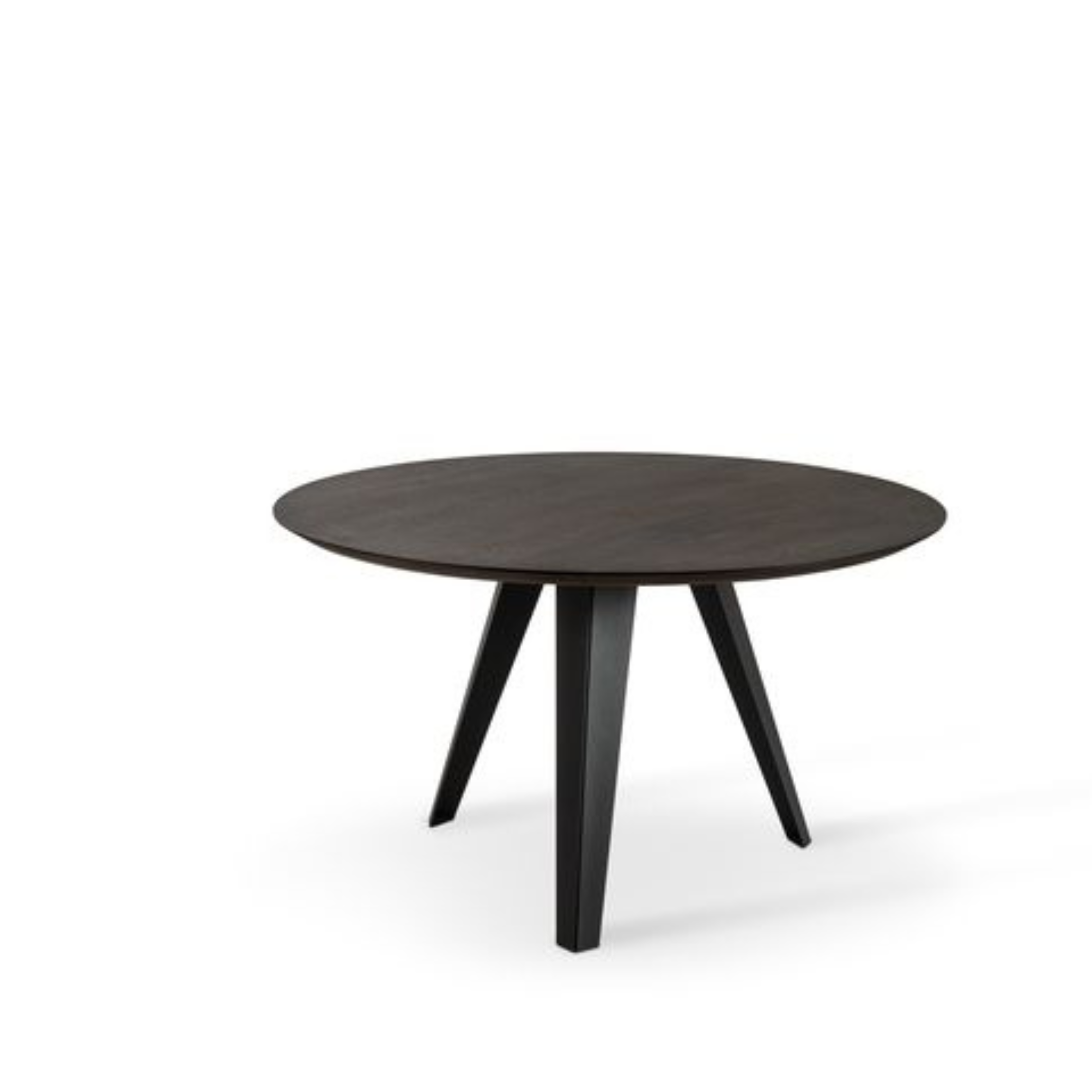 "Dorian" round wooden table with metal legs, 130x130 cm, 76 cm high.
