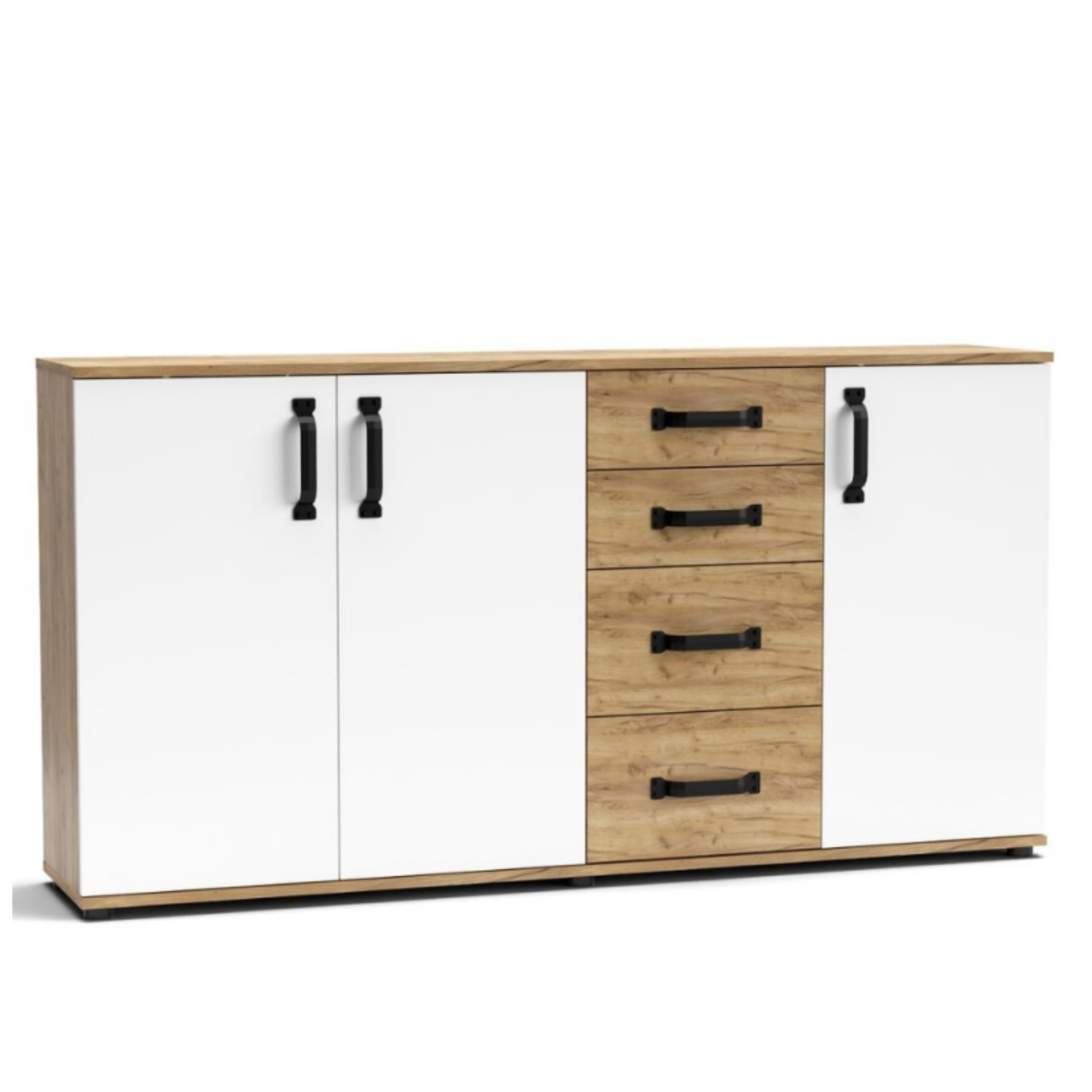 "Quadro" living room furniture set in oak and modern white