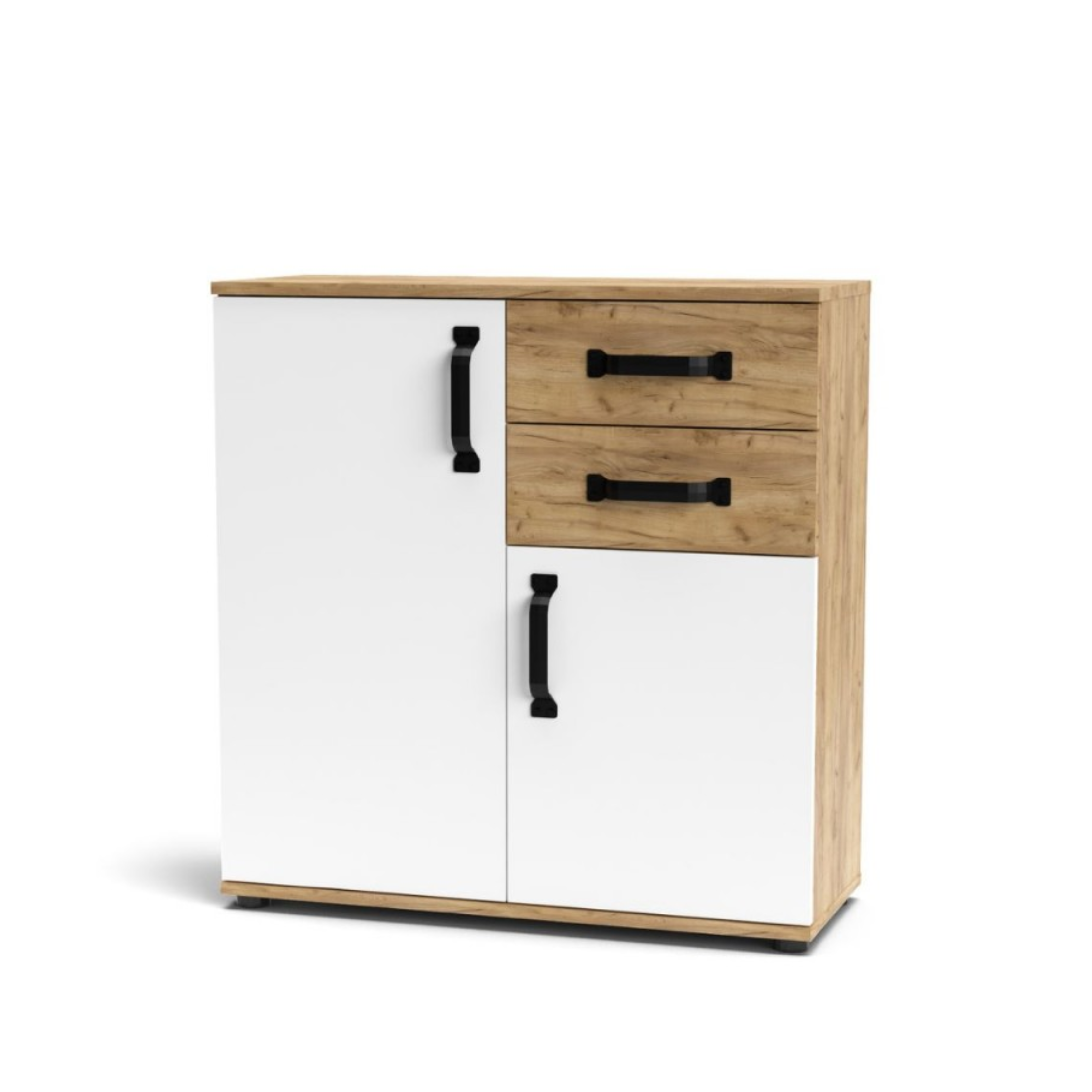 "Quadro" living room furniture set in oak and modern white