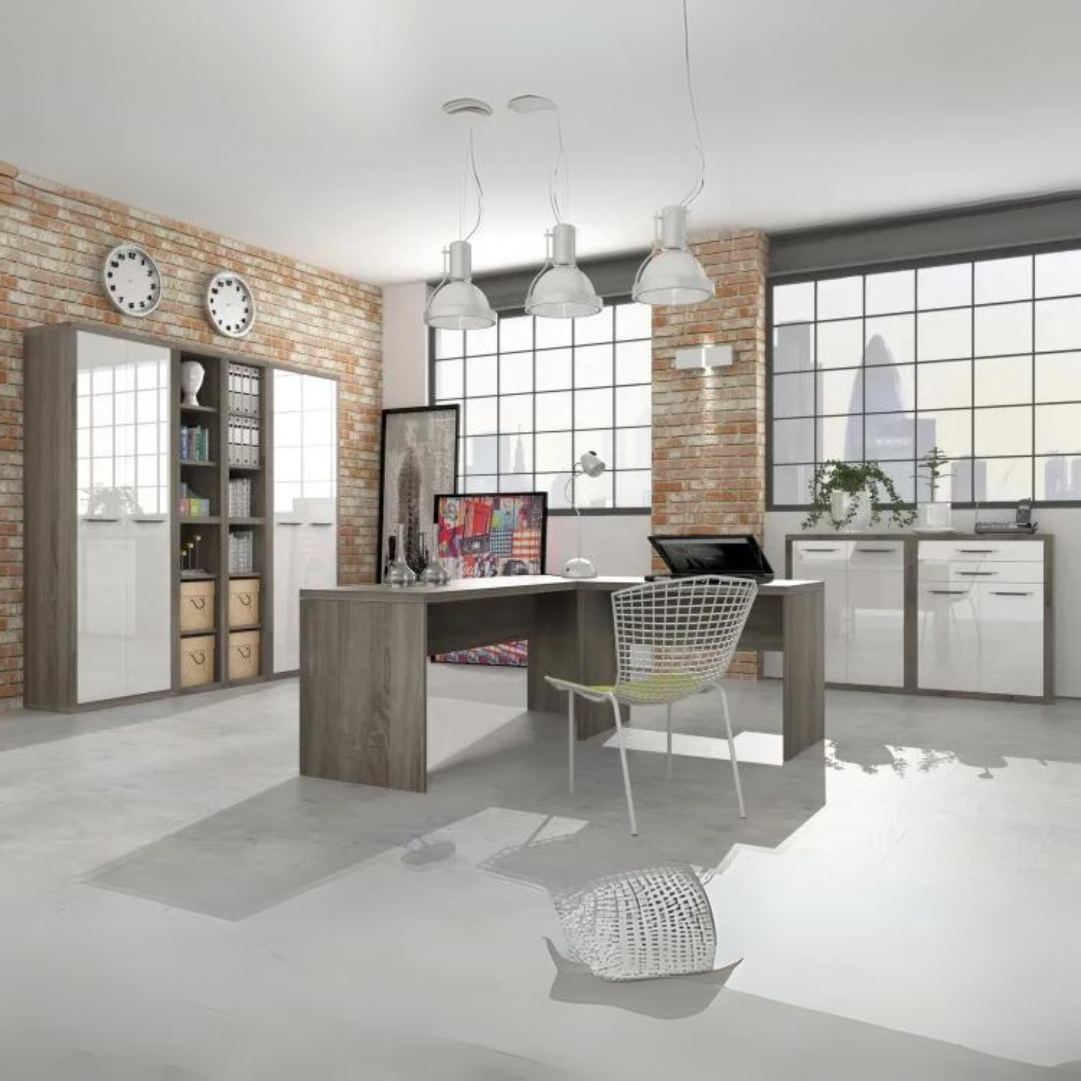 "Rasha" truffle oak desk for a linear and modern office